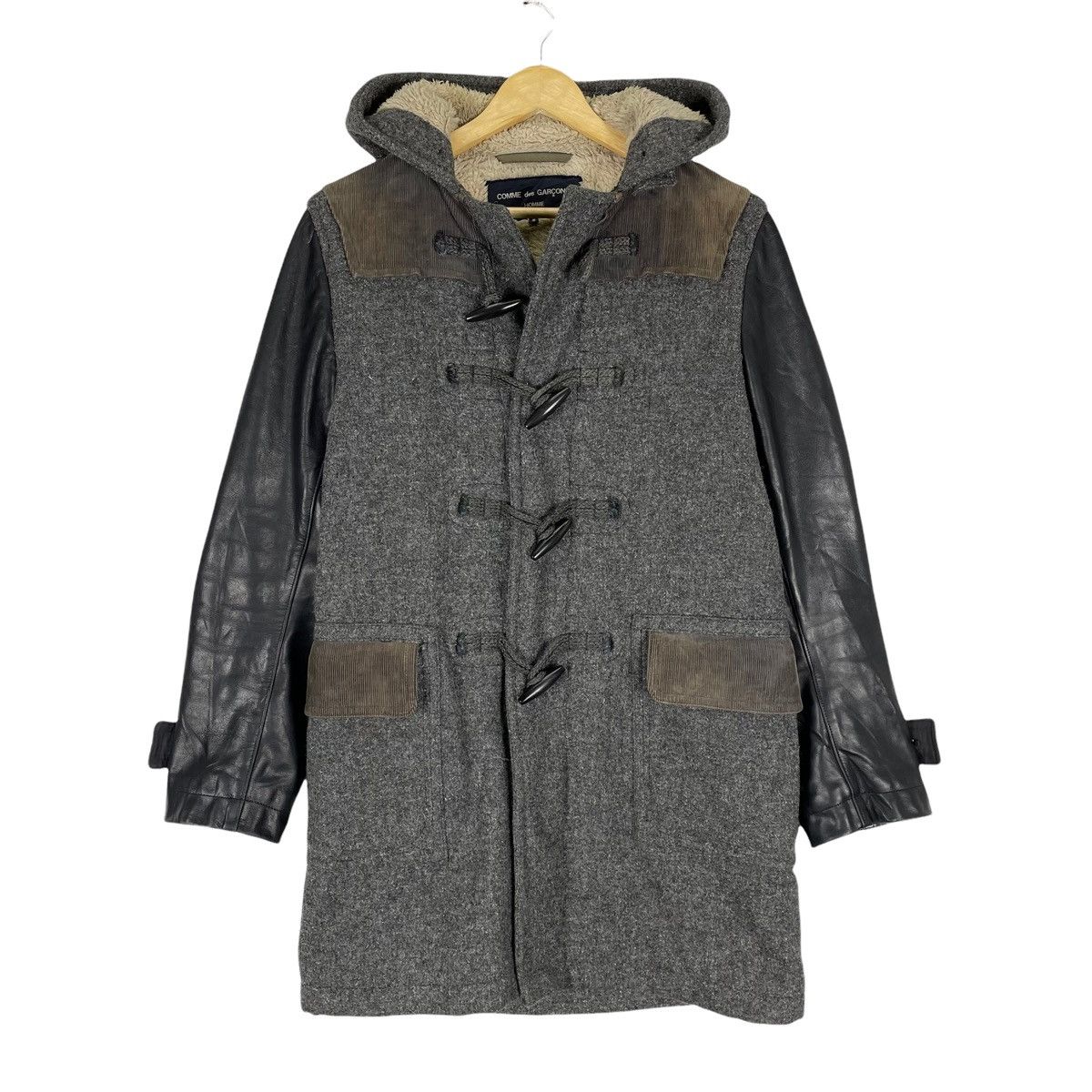Comme des Garcons 🔥CDGH AW2014 HOODIE DUFFLE LEATHER JACKET Size US S / EU 44-46 / 1 - 1 Thumbnail