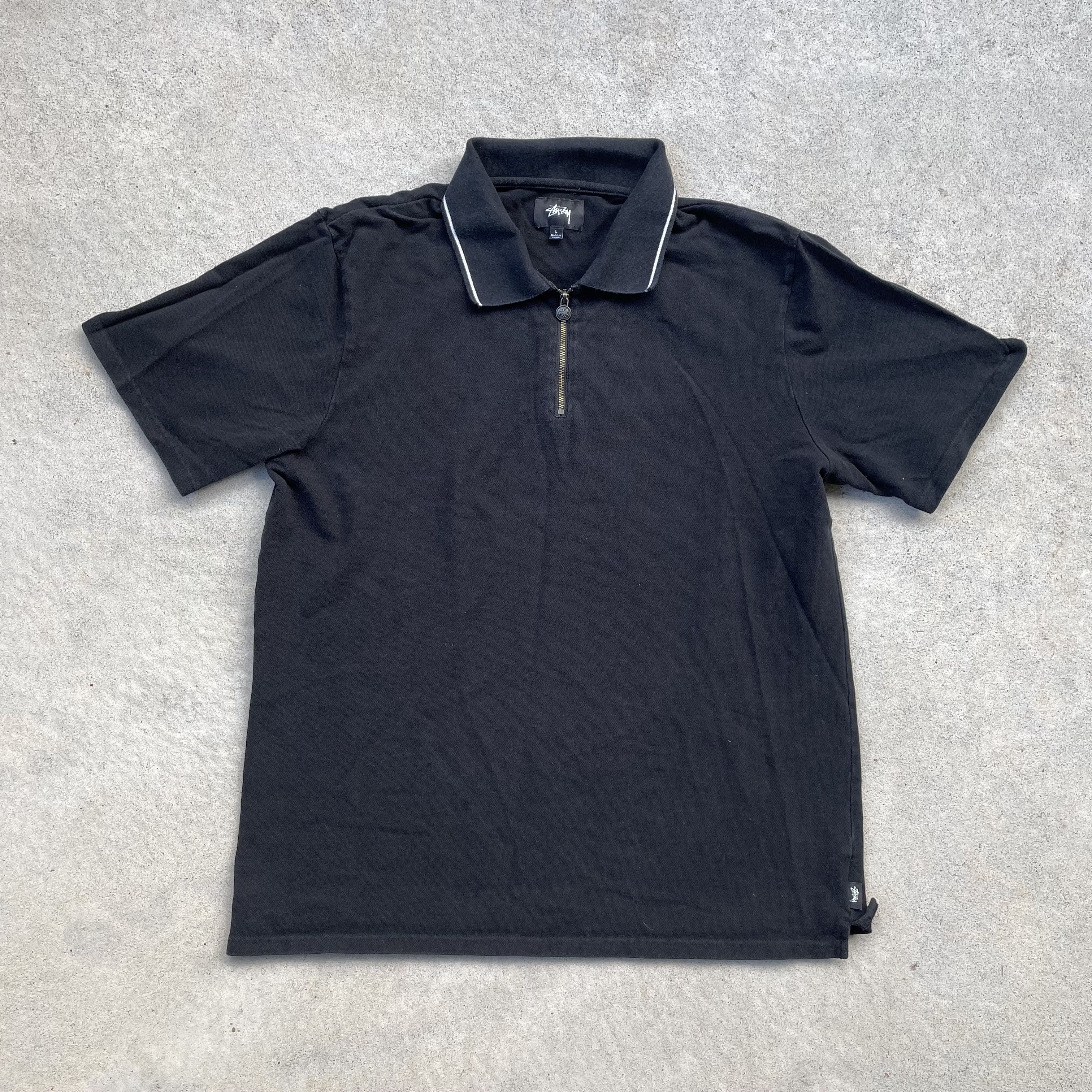 Stussy Stussy POLO LIGHT WEIGHT LS ZIP BLACK XL | Grailed