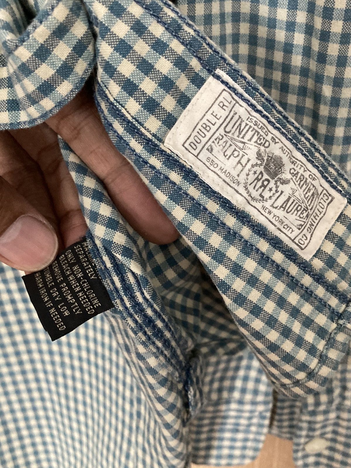 RRL Ralph Lauren Authentic RRL Double RL Collar Loop Checkers Shirt S Size US S / EU 44-46 / 1 - 6 Thumbnail