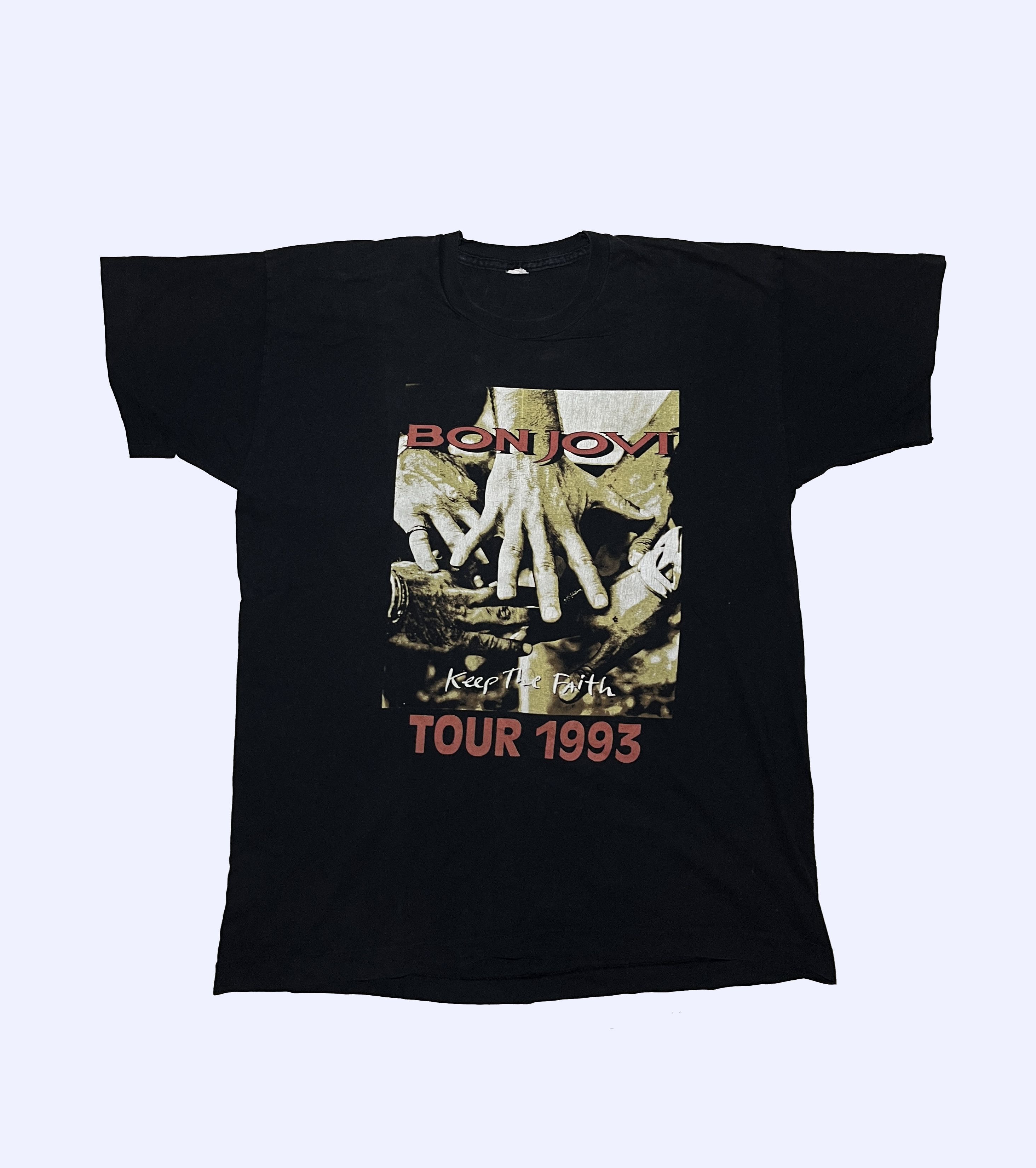 Band Tees Bon Jovi 1993 Europa Tour Single Stitch T-shirt Size US XL / EU 56 / 4 - 1 Thumbnail