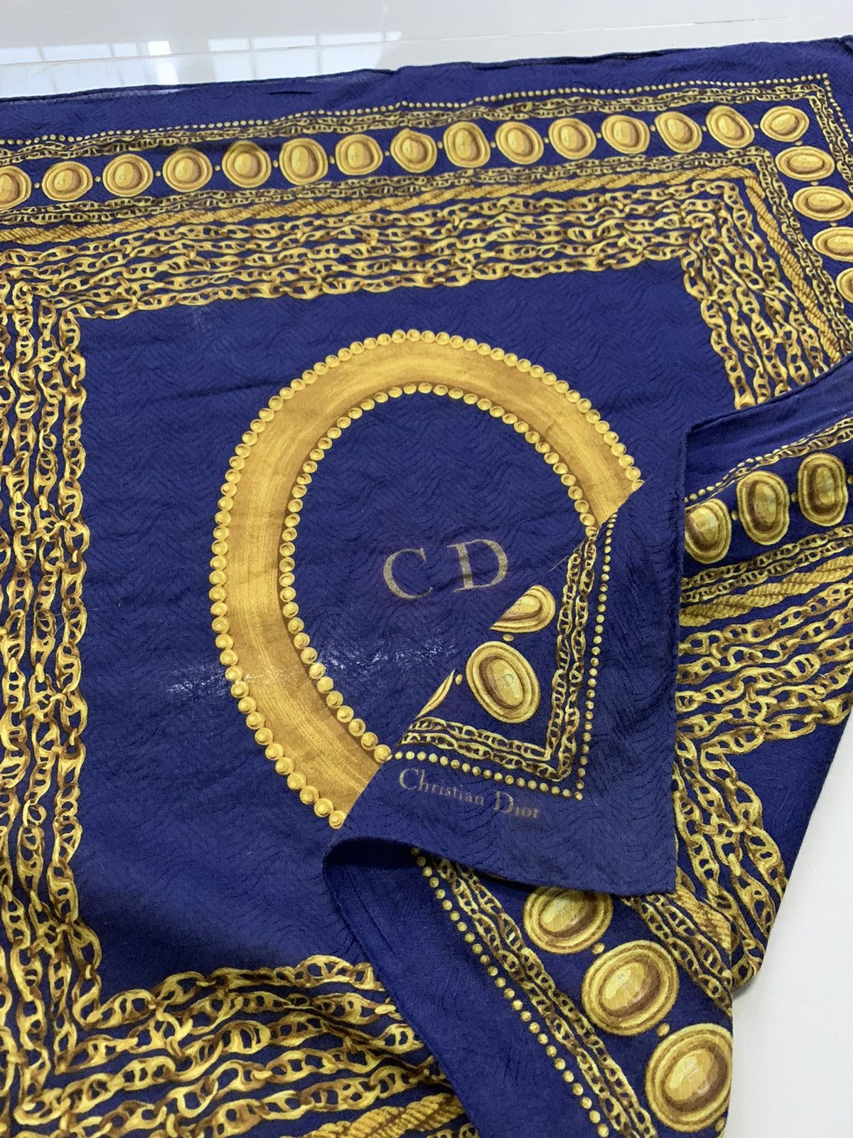 Christian Dior Monsieur × Other Vintage Christian Dior Gold Chain Bandana Scarf Neckerchief Size ONE SIZE - 7 Thumbnail