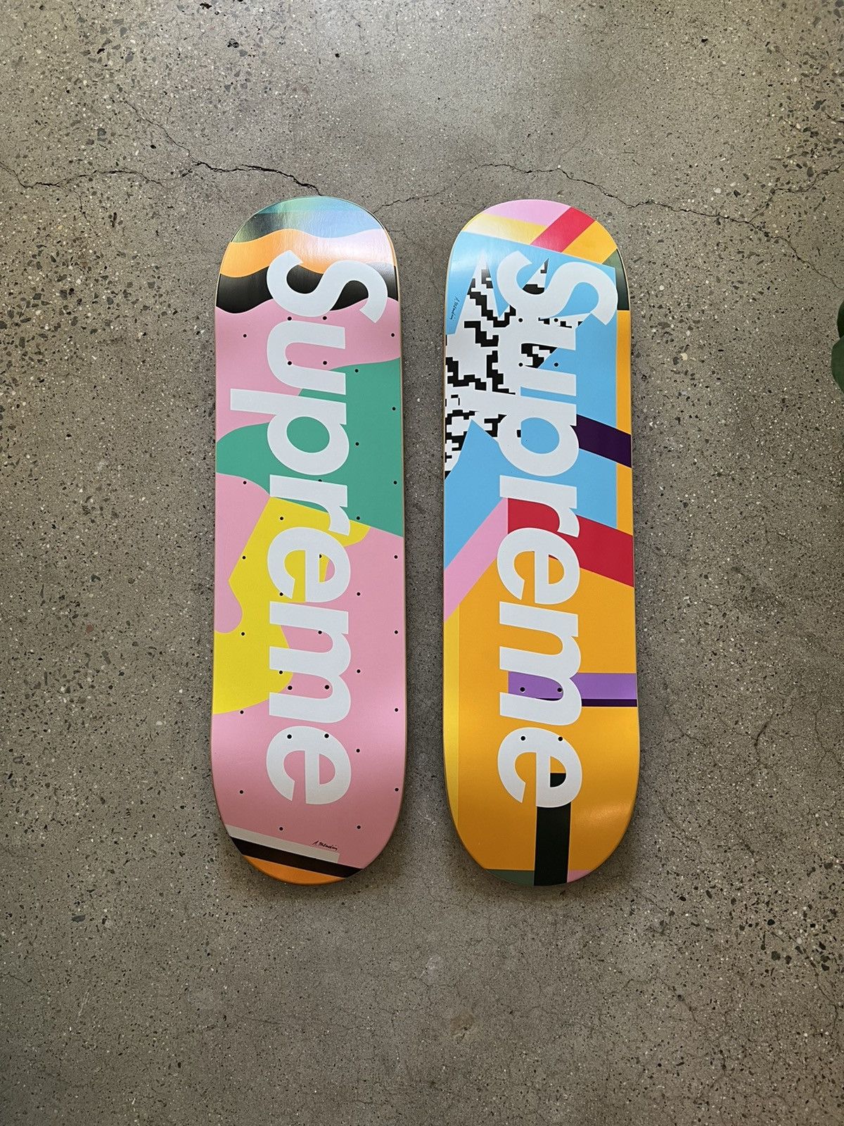 Supreme Supreme 2016 Mendini skateboard Deck set blue and pink | Grailed