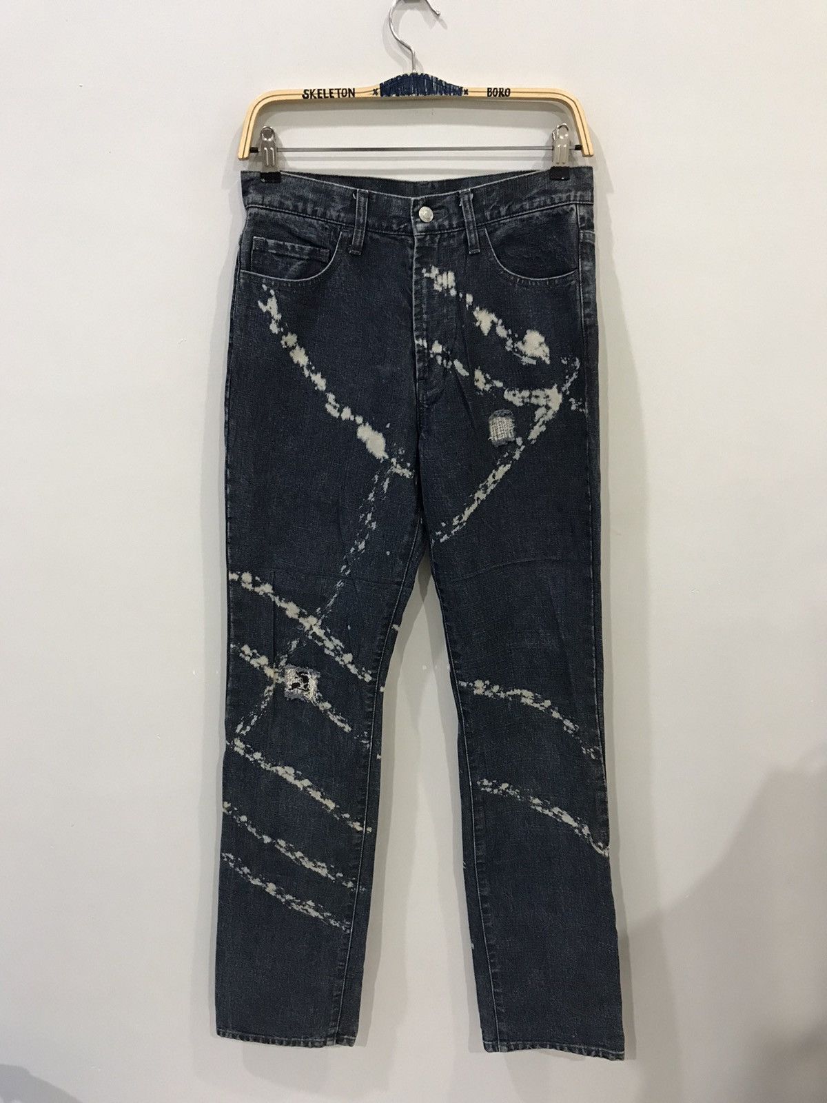Japanese Brand MODERN Japan Patchwork Acid Samurai Slash Distressed Denim Size US 29 - 3 Thumbnail