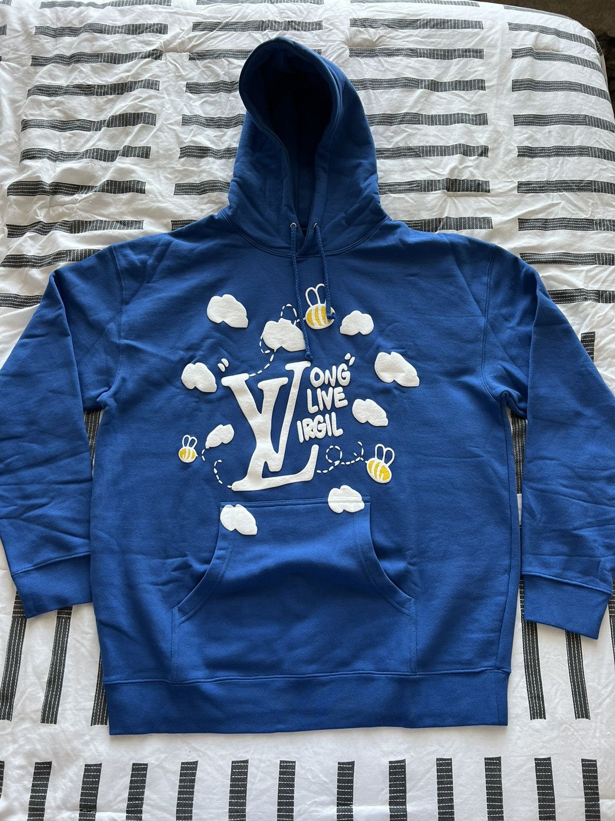 Streetwear “Long Live Virgil” LV Blue Heavyweight Hoodie (XL