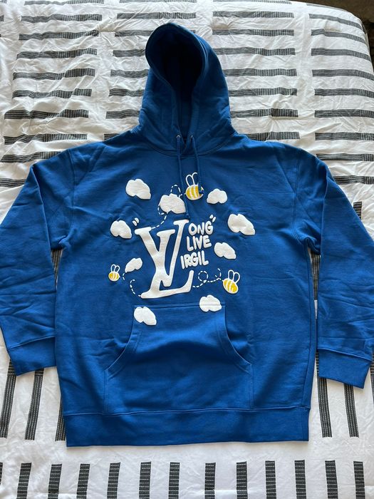 Streetwear “Long Live Virgil” LV Blue Heavyweight Hoodie (XL)