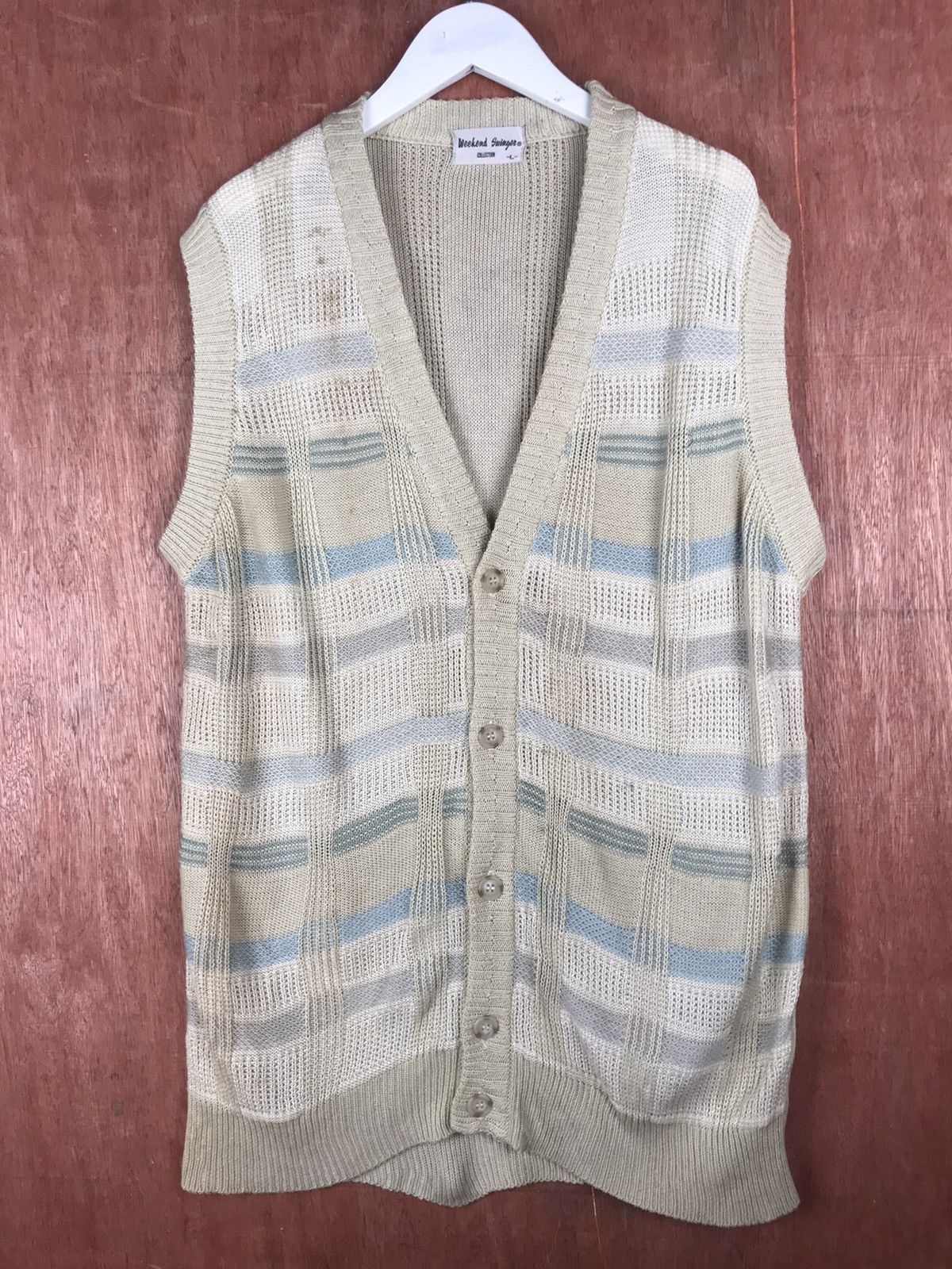 Vintage Weekend Swinger Homespun Knitwear sleeve less #M015 Size US L / EU 52-54 / 3 - 2 Thumbnail