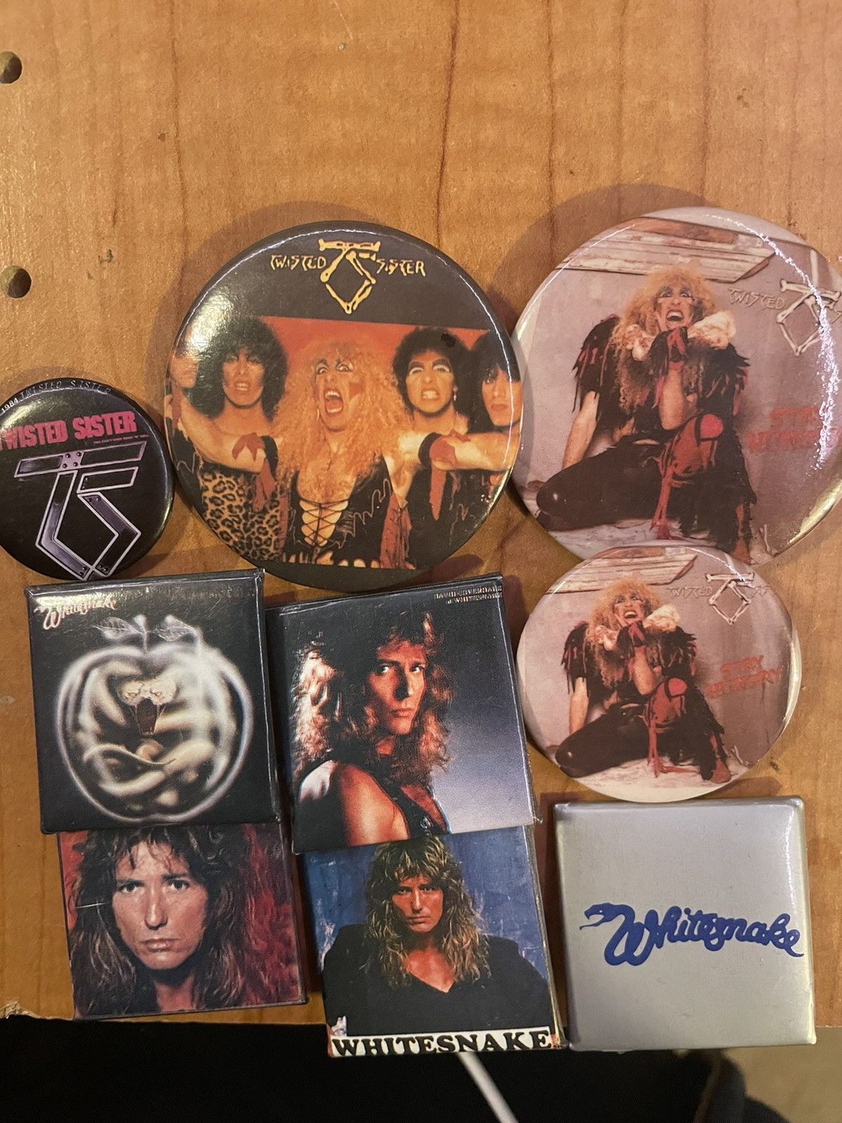 Band Tees 80s Vintage Hair Metal Music Pins Whitesnake Twisted Sister Size ONE SIZE - 1 Thumbnail