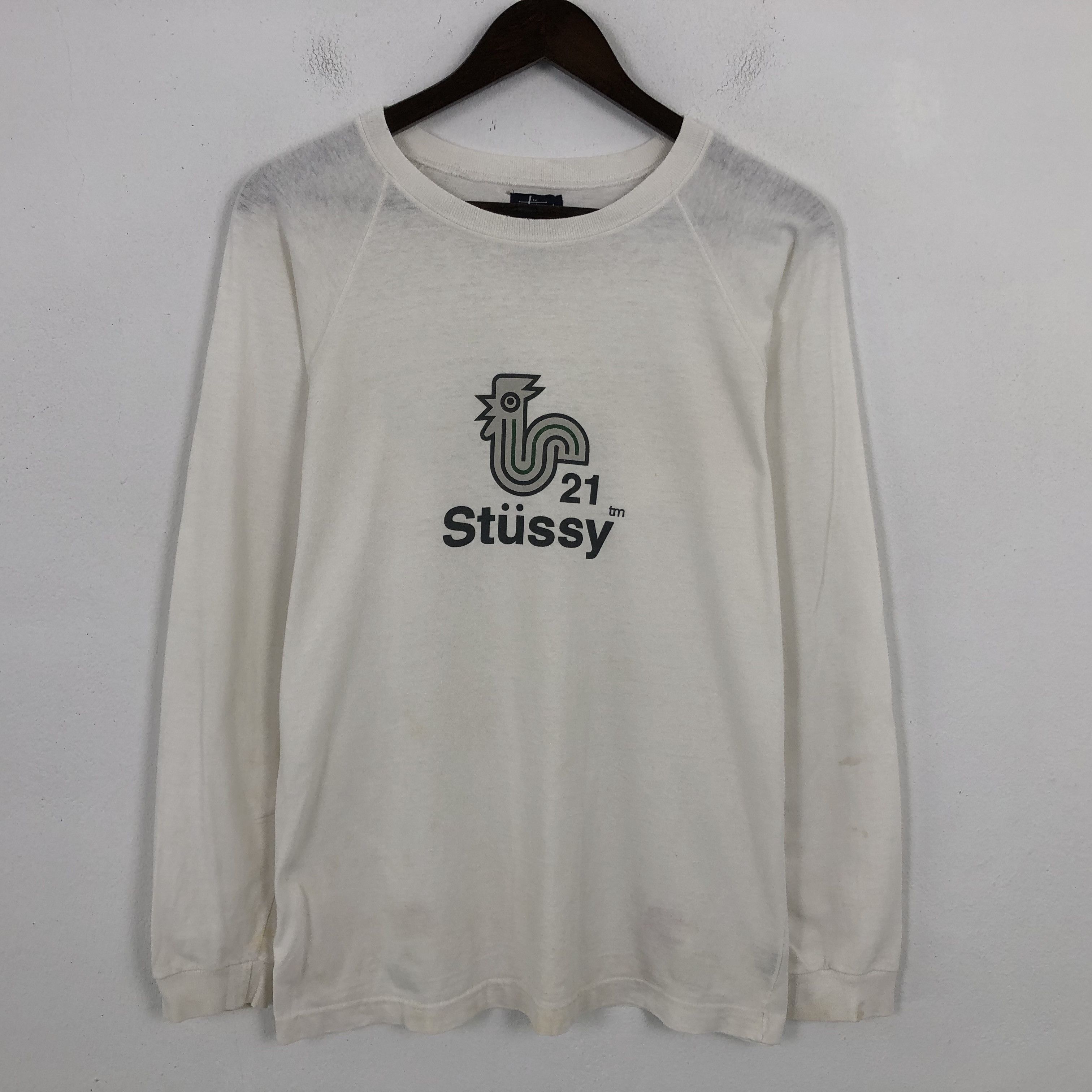 Streetwear × Stussy Stussy White Rib Cage 3M Longsleeve T