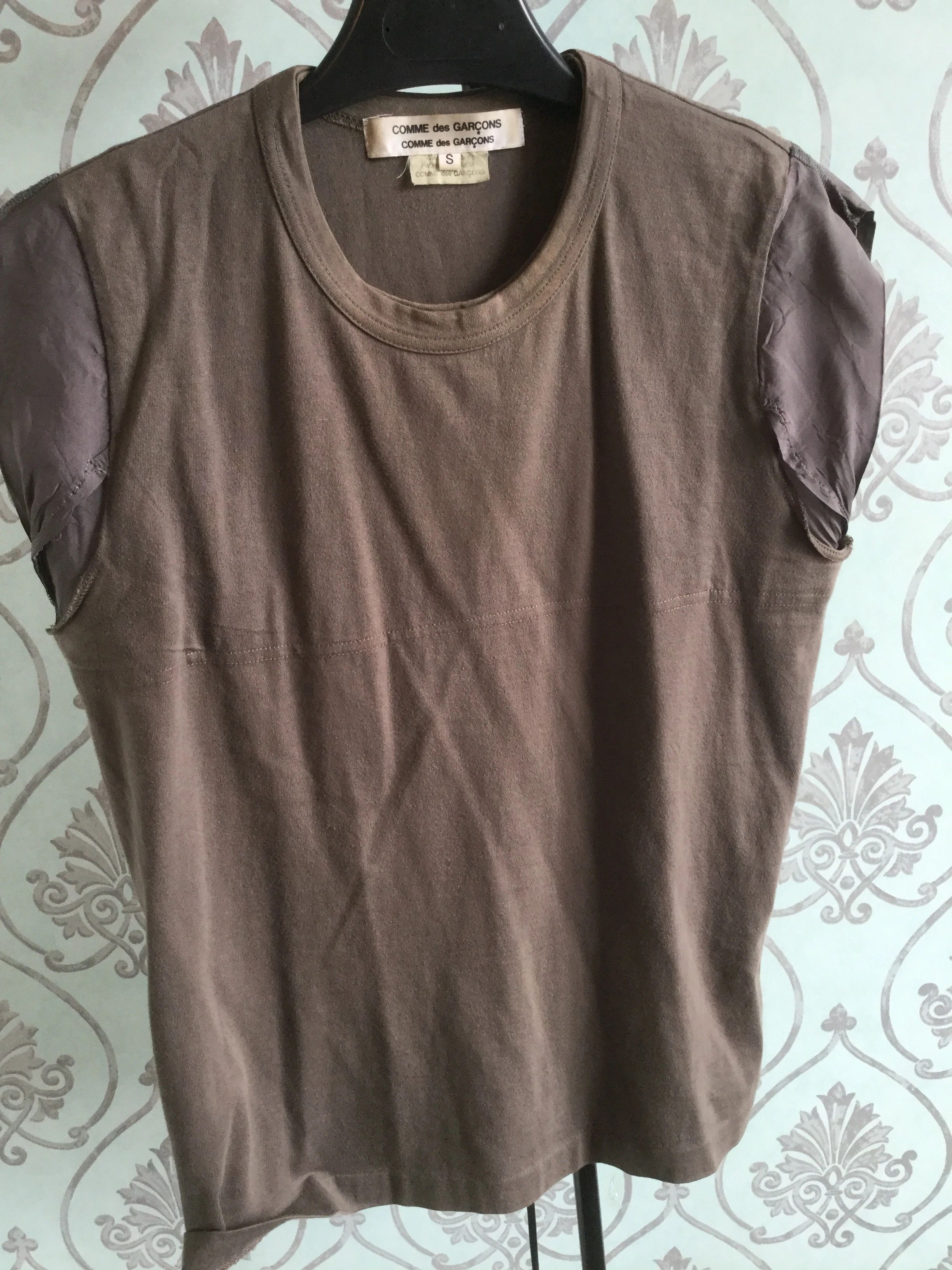 Comme des Garcons Cotton and silk sleeve double layered brown tank top Size S / US 4 / IT 40 - 1 Thumbnail
