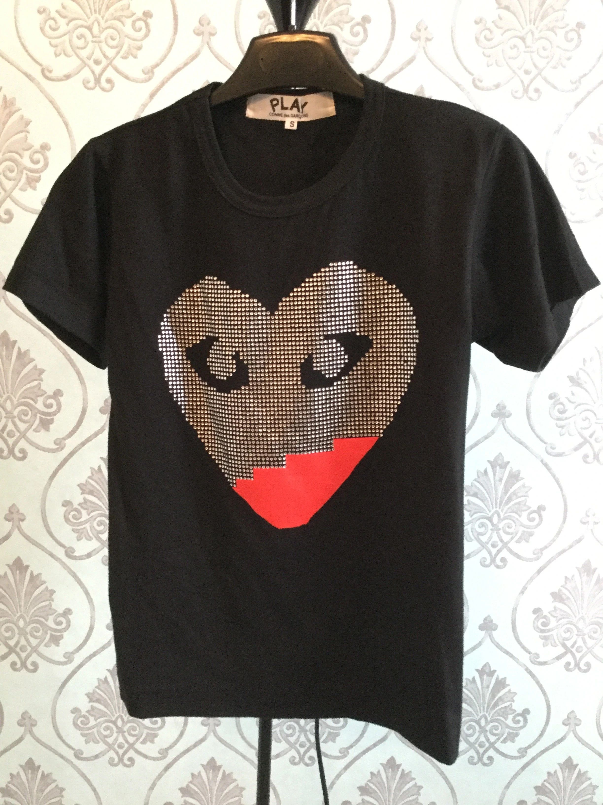 Comme des Garcons PLAY Swarovski crystal heart printed tee Size S / US 4 / IT 40 - 1 Thumbnail