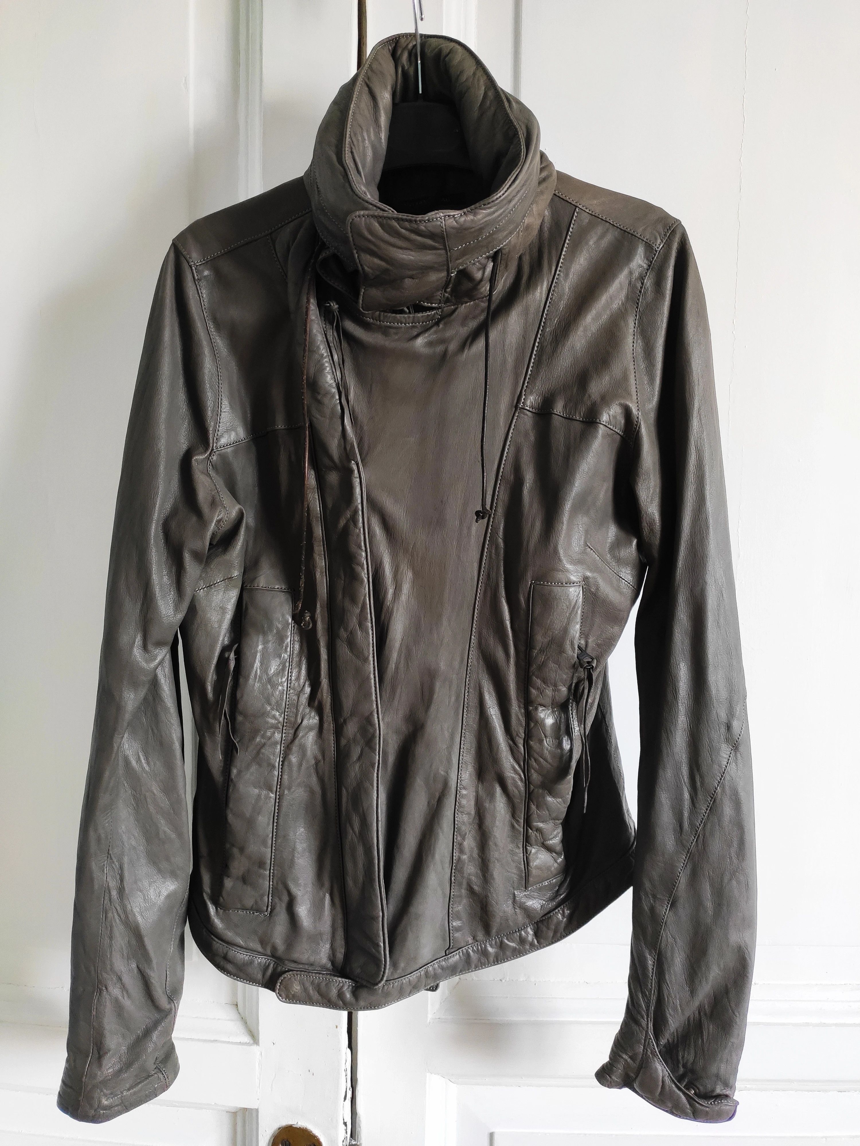 CHRISTIAN PEAU Hooded leather jacket.Like Rick Owens or GUIDI Size US XXS / EU 40 - 3 Thumbnail
