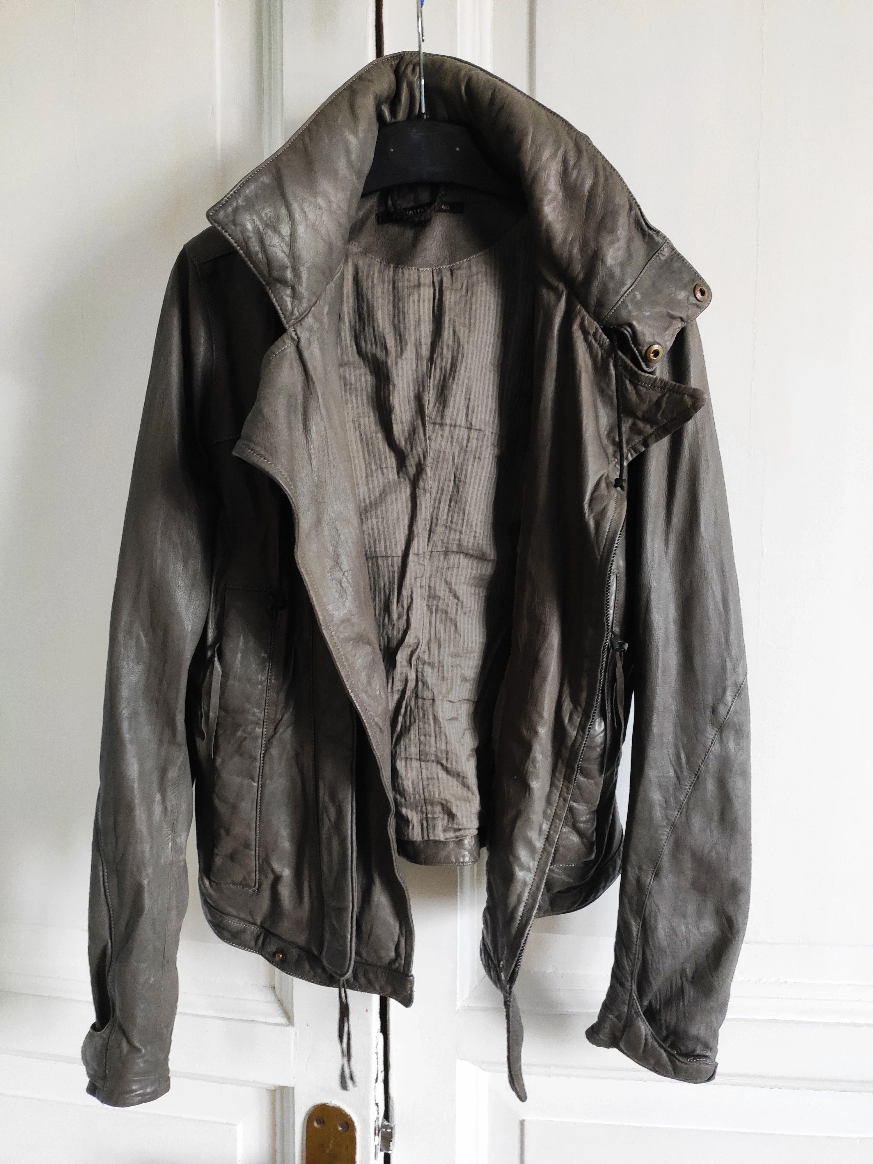 CHRISTIAN PEAU Hooded leather jacket.Like Rick Owens or GUIDI Size US XXS / EU 40 - 4 Thumbnail
