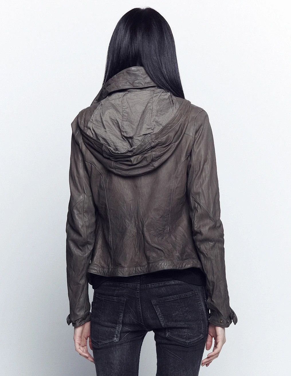 CHRISTIAN PEAU Hooded leather jacket.Like Rick Owens or GUIDI Size US XXS / EU 40 - 2 Thumbnail