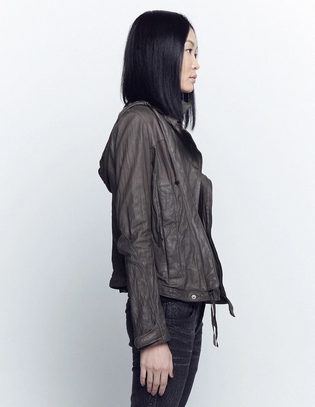 CHRISTIAN PEAU Hooded leather jacket.Like Rick Owens or GUIDI Size US XXS / EU 40 - 1 Thumbnail