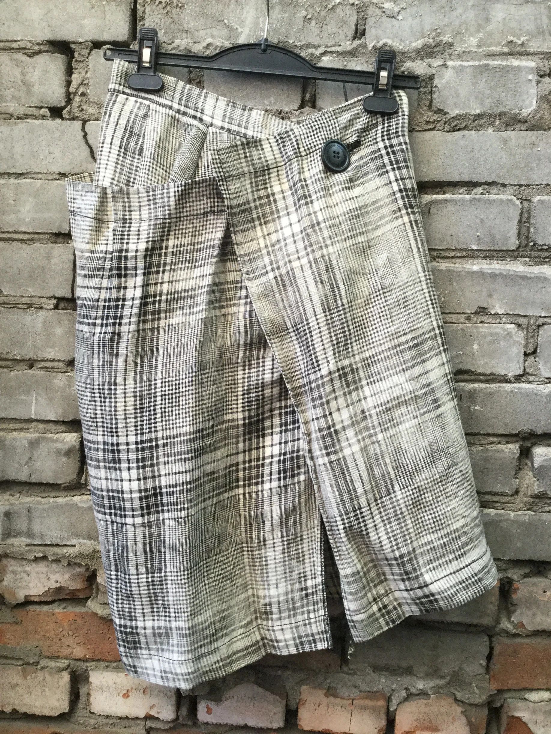 !NEW Plaid Asymmetric double-layer skirt.Like Yohji Yamamoto