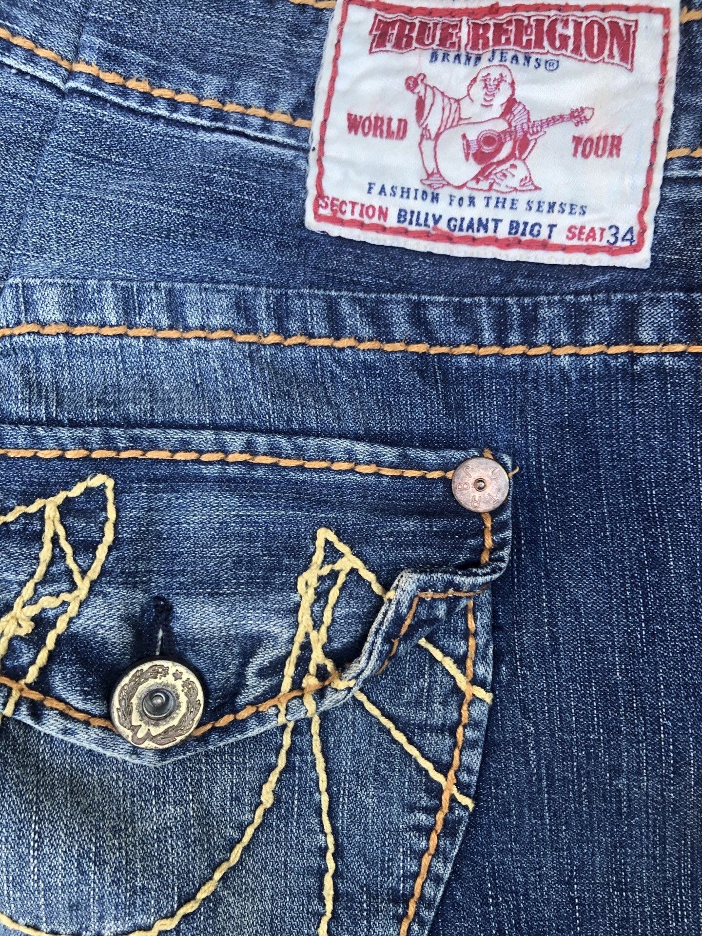 Vintage True Religion World Tour Billy Giant Big T Jeans