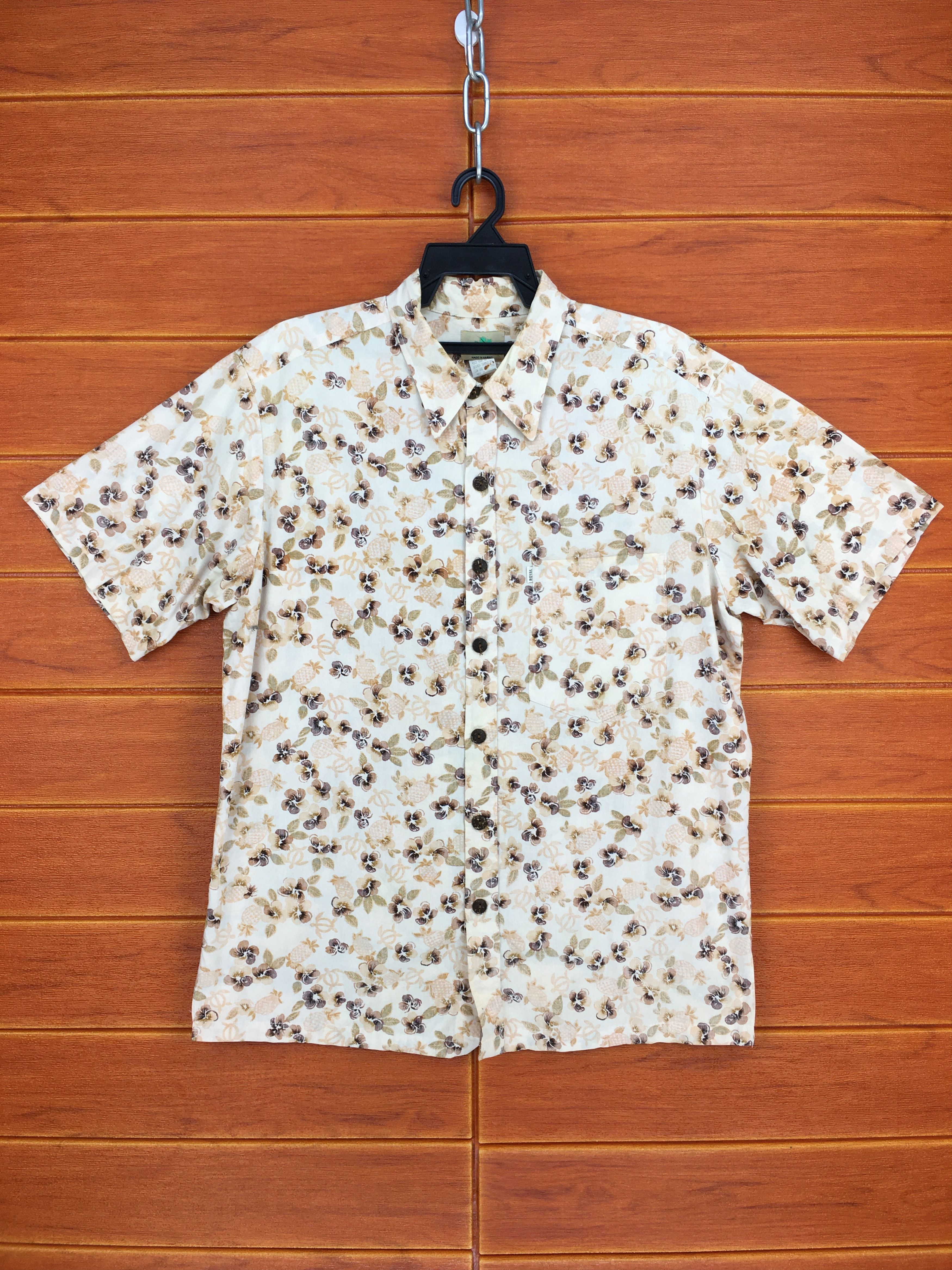 Vintage PARADISE BAY Pineapples Flowers Hawaiian Shirt