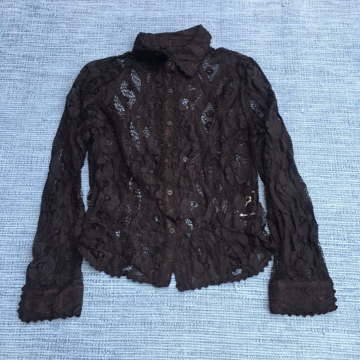 image of Louis Feraud x Vintage Net Shirt in Dark Brown, Men's (Size Medium)