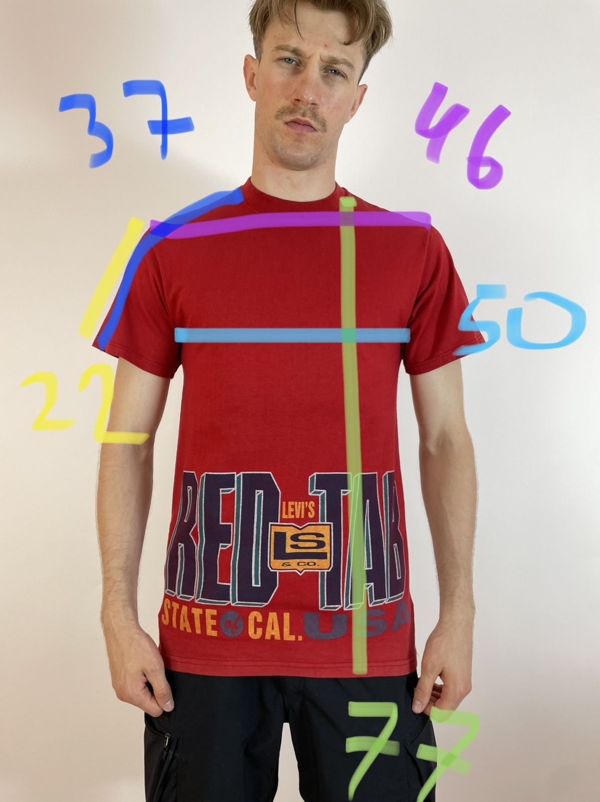 Levi's × Levi's Vintage Clothing Mens Rare vintage T-Shirt Levis Red TAB state cal. USA Size US M / EU 48-50 / 2 - 9 Thumbnail