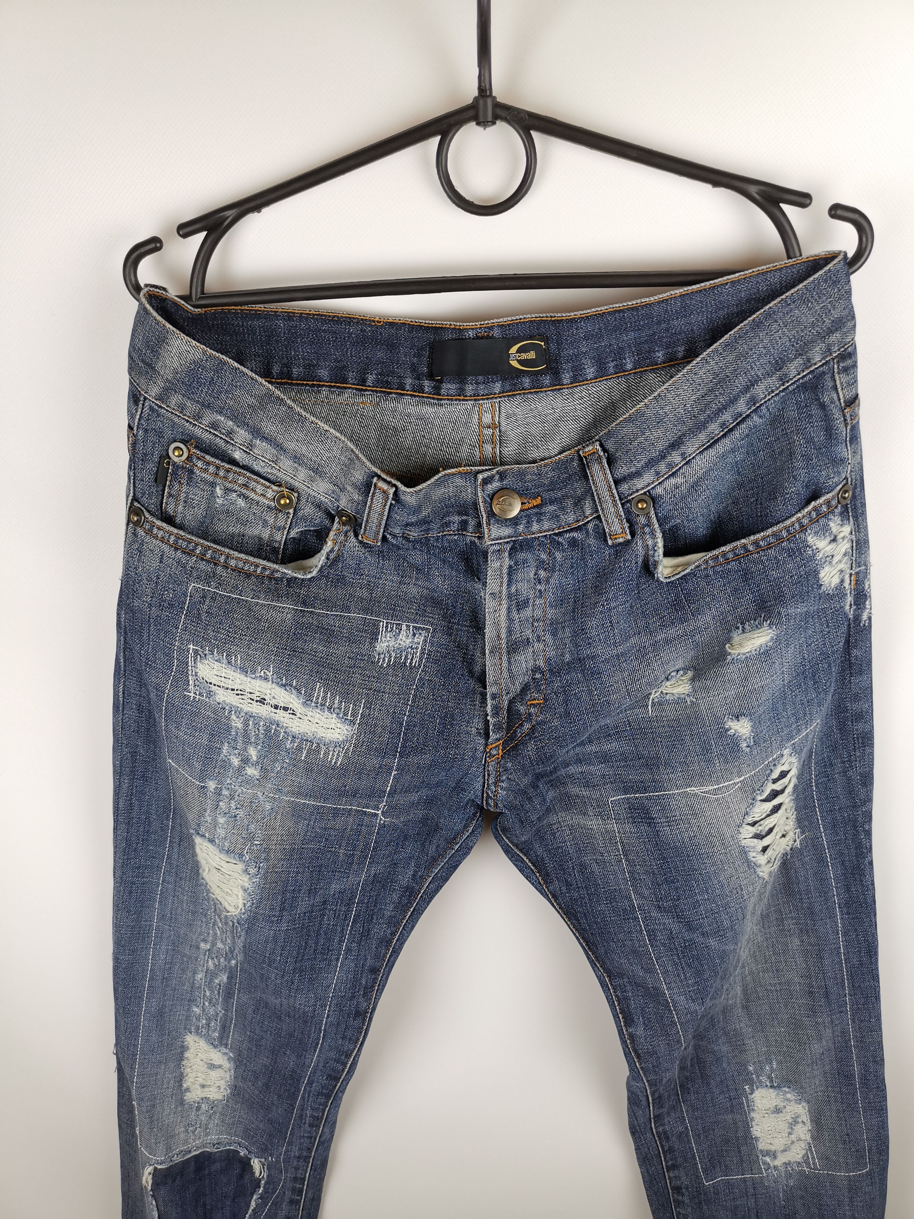 Just Cavalli Just Cavalli blue distressed slim fit denim jeans pants Size US 33 - 6 Thumbnail