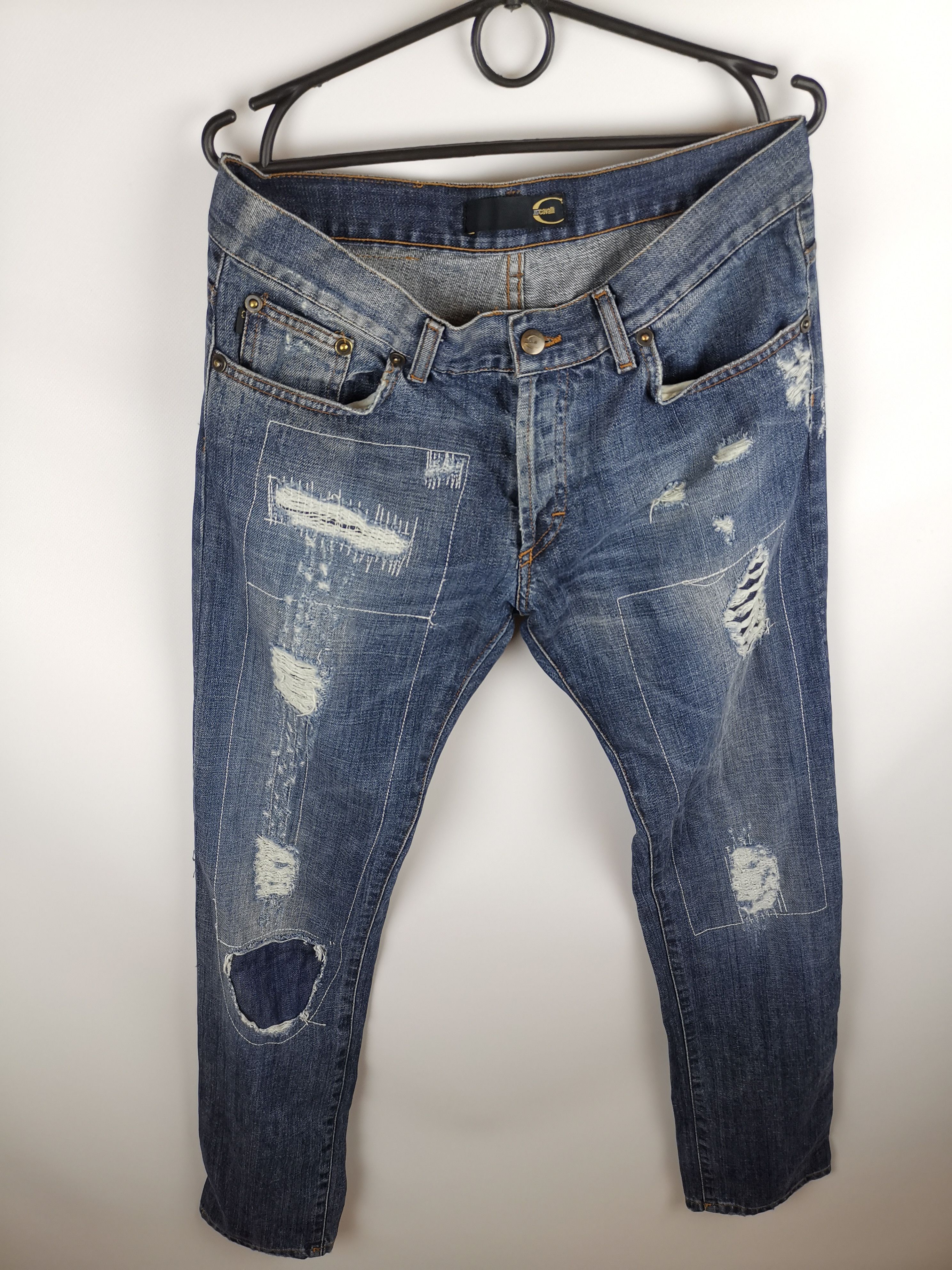 Just Cavalli Just Cavalli blue distressed slim fit denim jeans pants Size US 33 - 3 Thumbnail