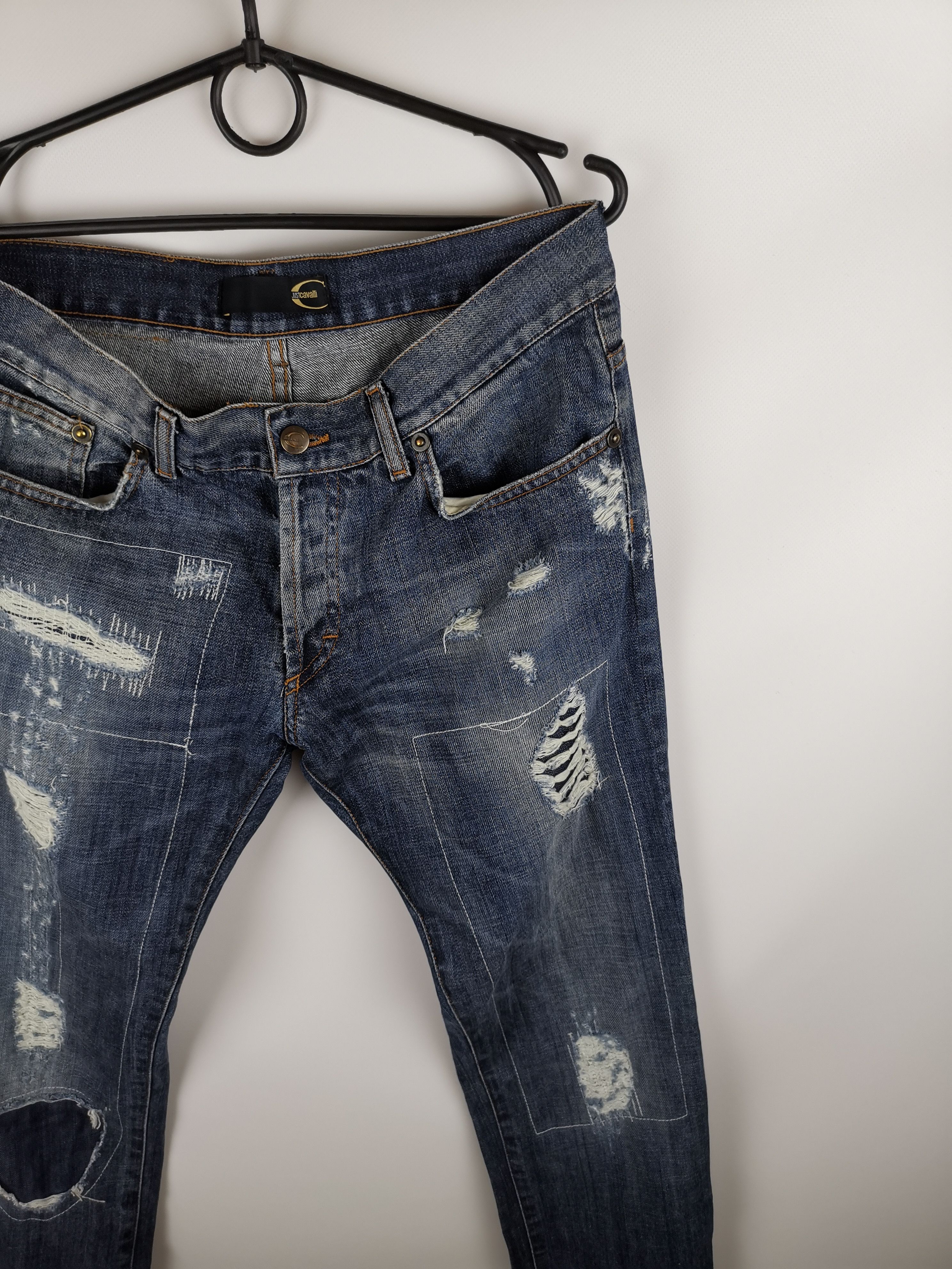 Just Cavalli Just Cavalli blue distressed slim fit denim jeans pants Size US 33 - 4 Thumbnail