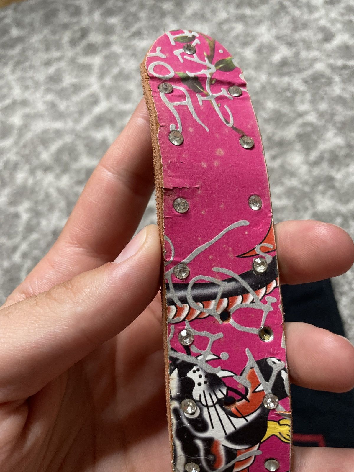 Ed Hardy × Vintage Vintage Pink Belt Crystals Big Buckle  display picture 2