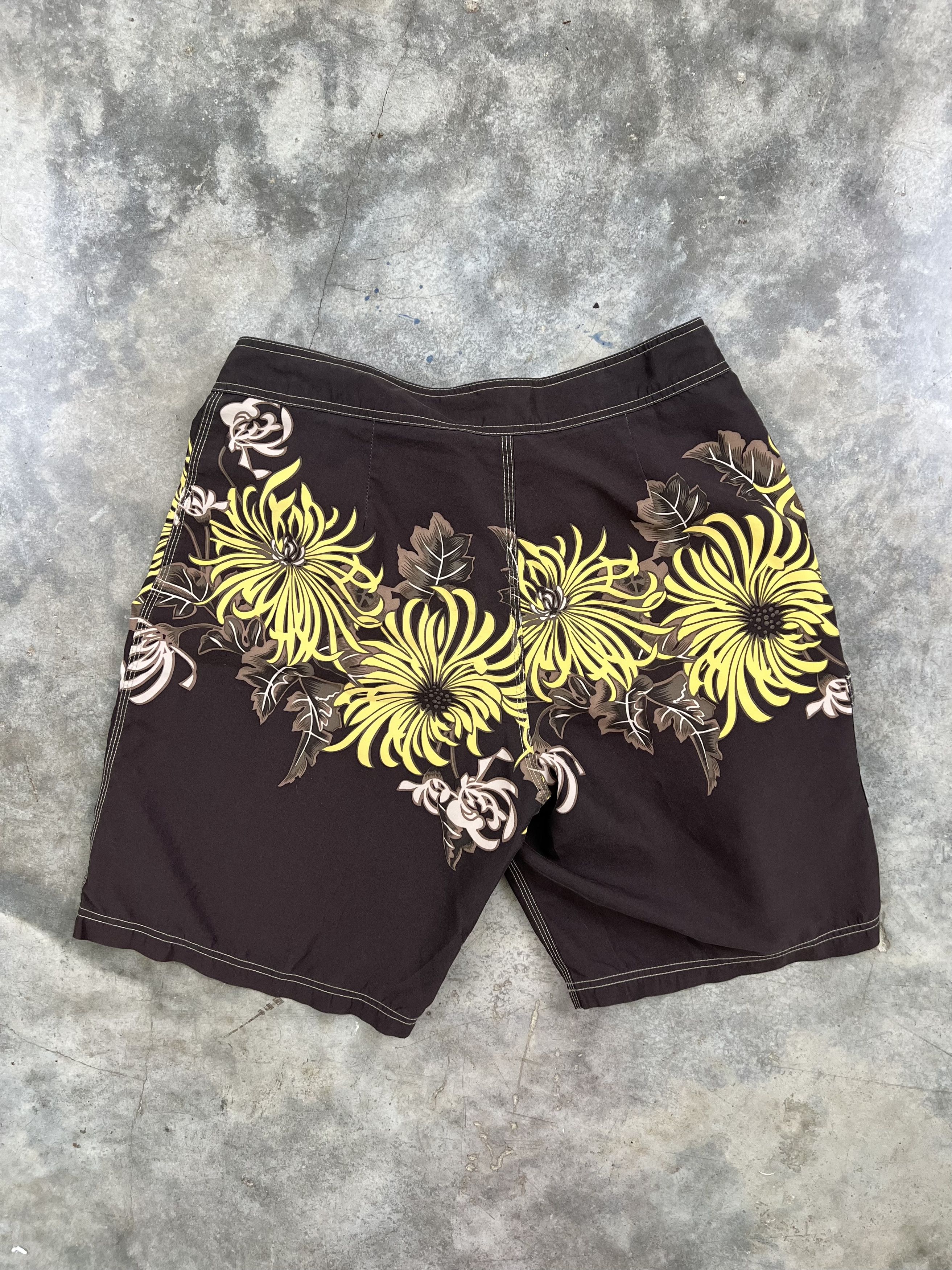 Stussy 90s Stussy Brown + Yellow Cargo Board Shorts Medium Size US 32 / EU 48 - 4 Thumbnail