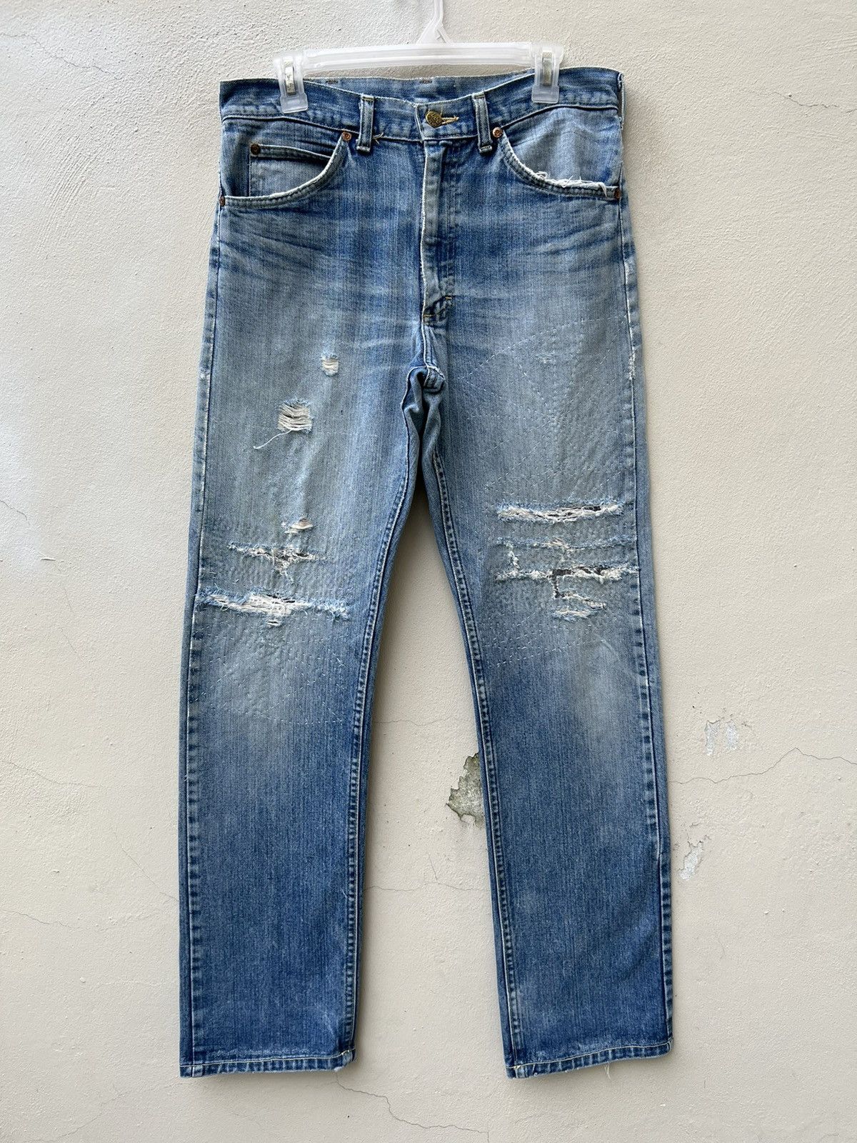 Lee Vintage 80s Lee Riders Distress Fade Blue Denim Jeans Size US 32 / EU 48 - 3 Thumbnail