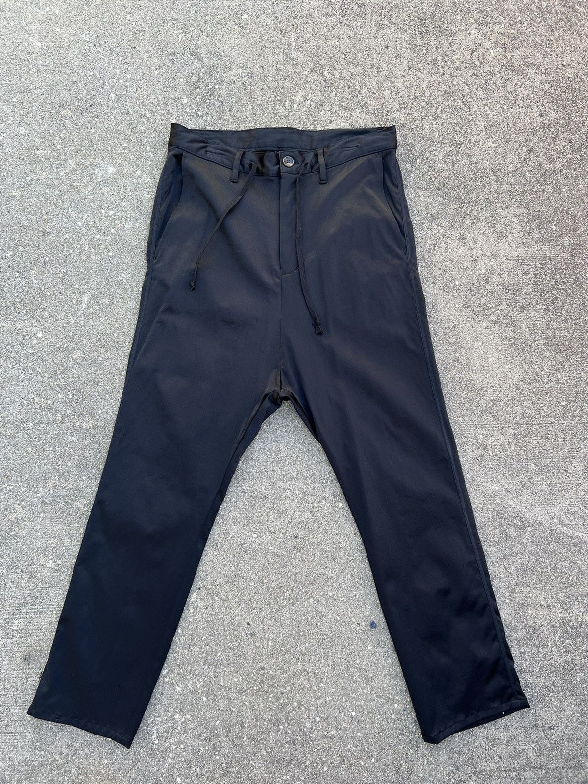 L.G.B Drawstring Waist Drop Crotch Black Trouser Pant