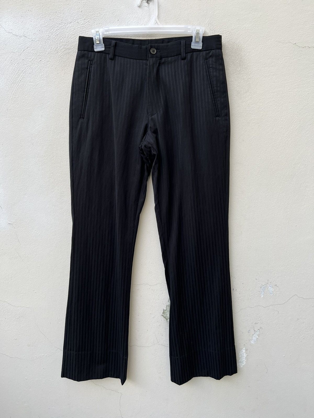 Katharine Hamnett London KHL Striped Rayon Blend Cropped Flare Trouser Size US 30 / EU 46 - 3 Thumbnail