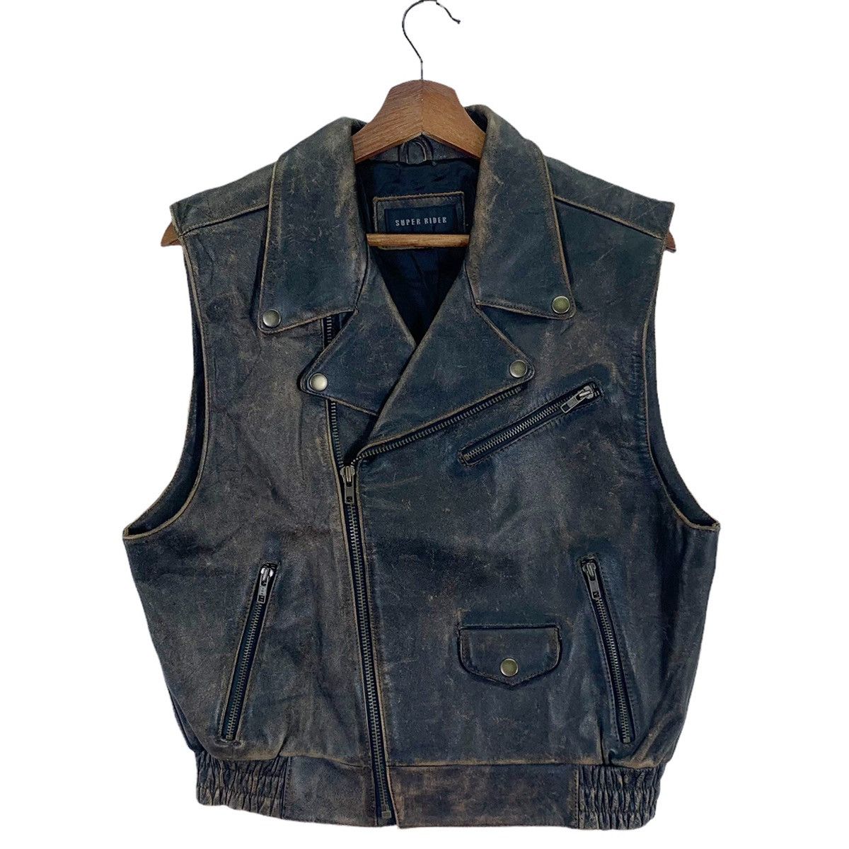 Vintage Super Rider Leather Black Jacket