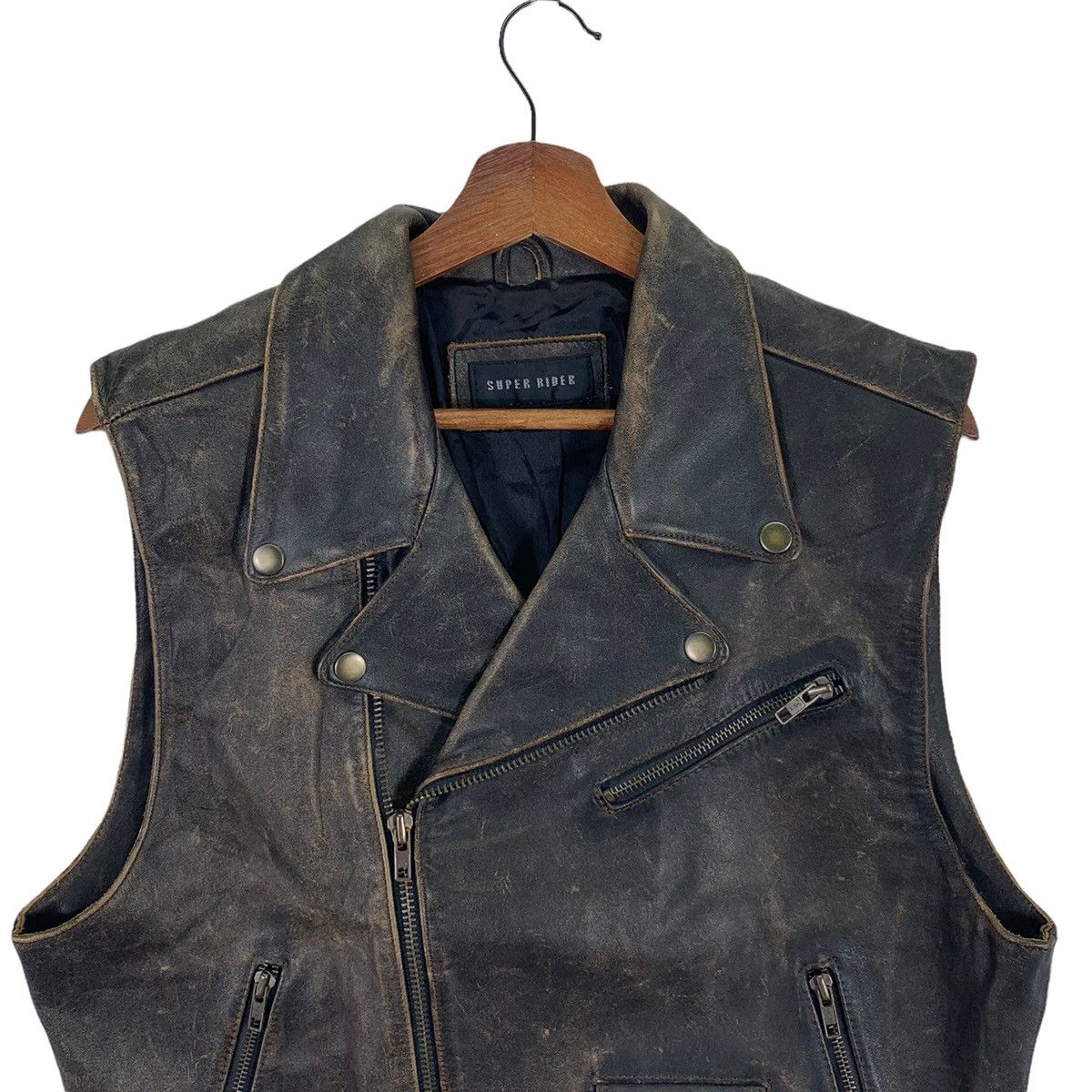 Genuine Leather × Leather Vintage Super Rider Leather Black Jacket Size US L / EU 52-54 / 3 - 4 Thumbnail