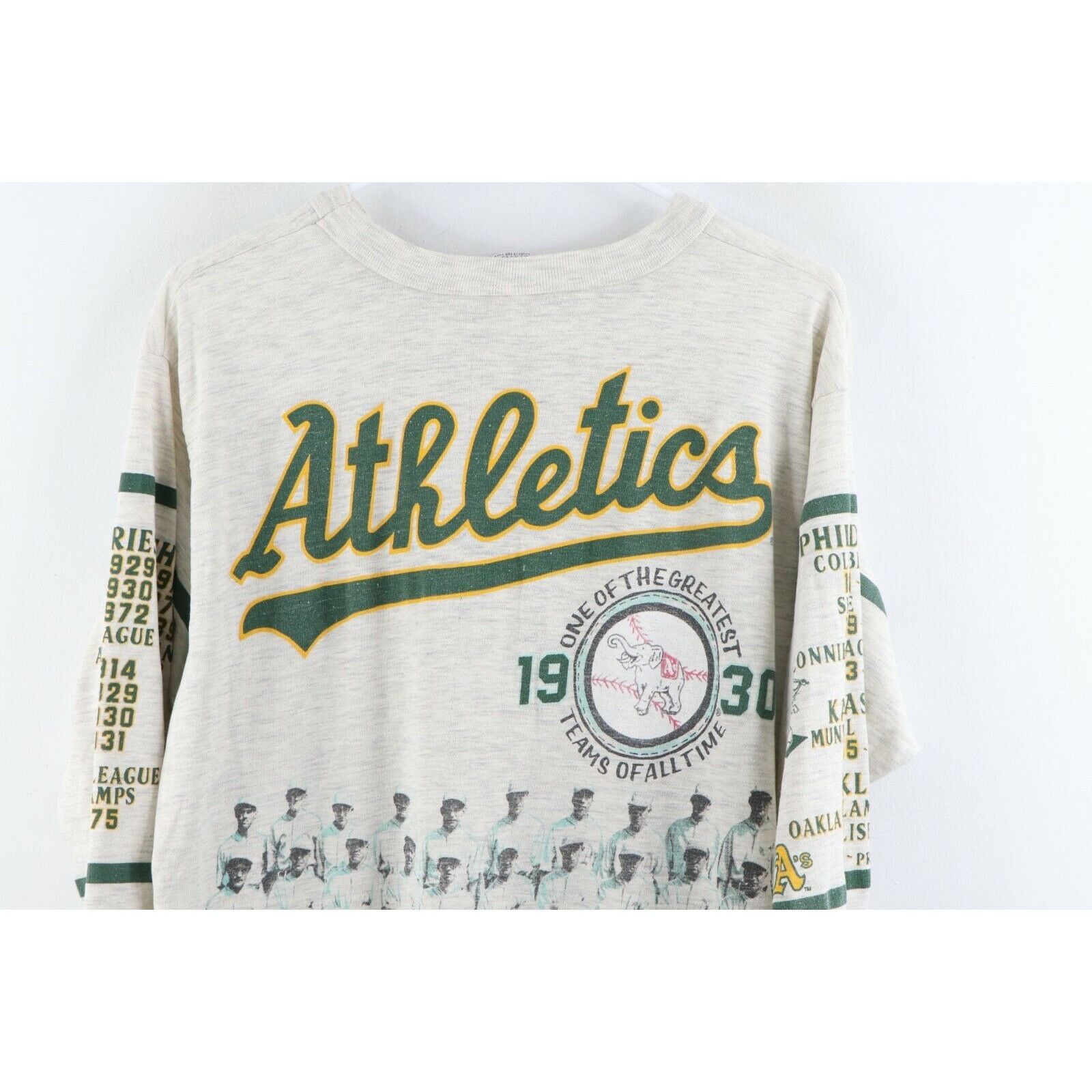 Vintage Vintage 90s Oakland Athletics Print 3/4 Sleeve T-Shirt Gray Size US L / EU 52-54 / 3 - 8 Thumbnail