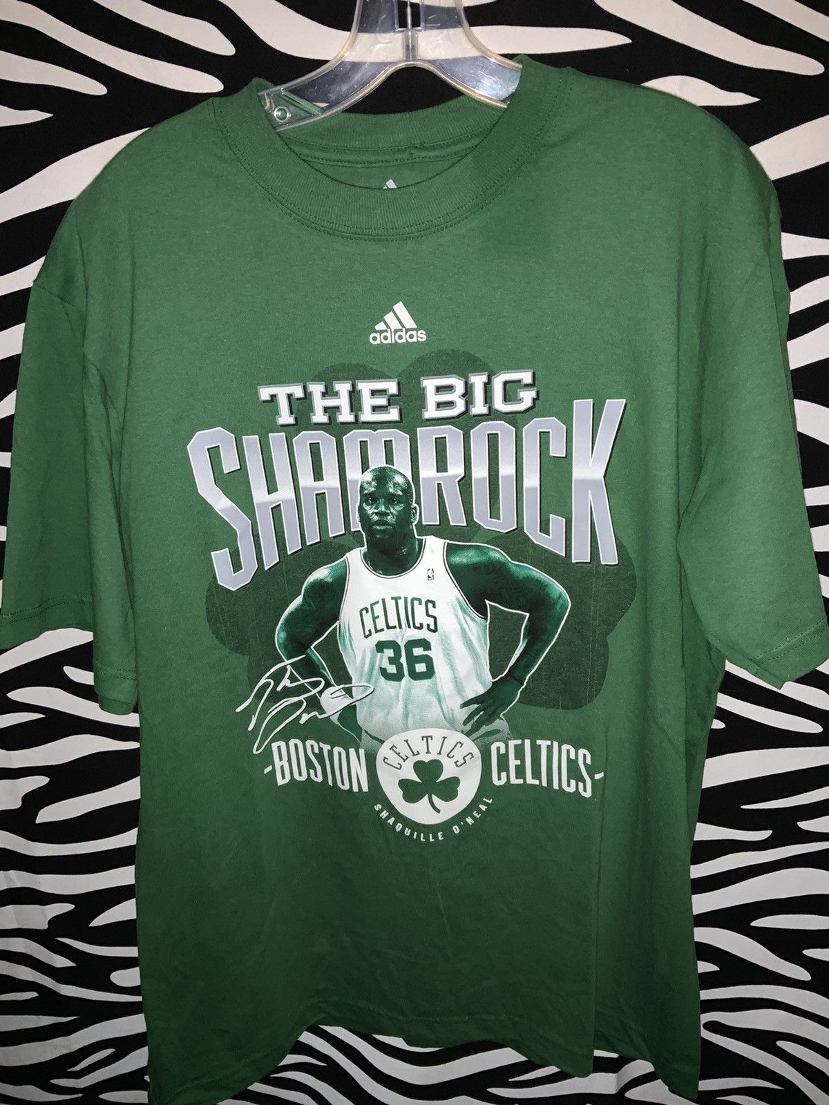 Vintage Adidas Boston Celtics Shaquille O'Neil Big Shamrock Shirt