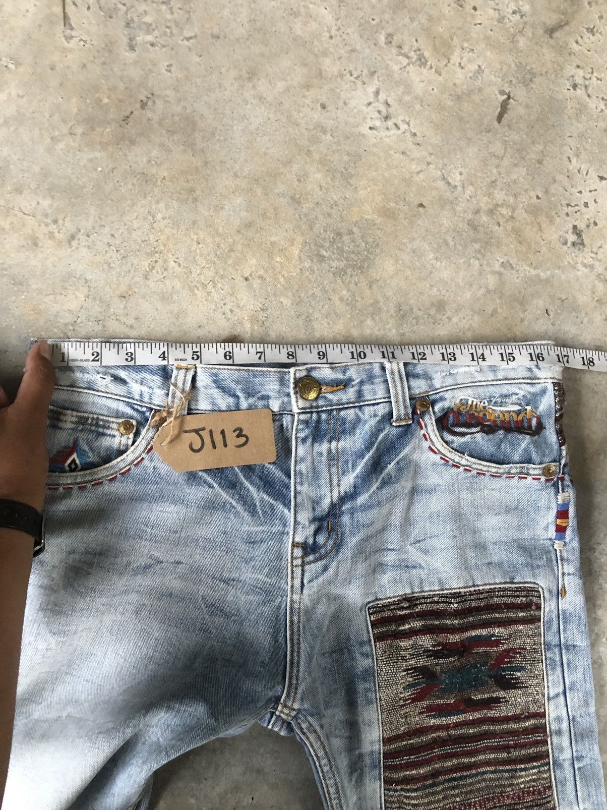 Japanese Brand Geronimo Navajo Patchwork Denim Size US 33 - 9 Thumbnail