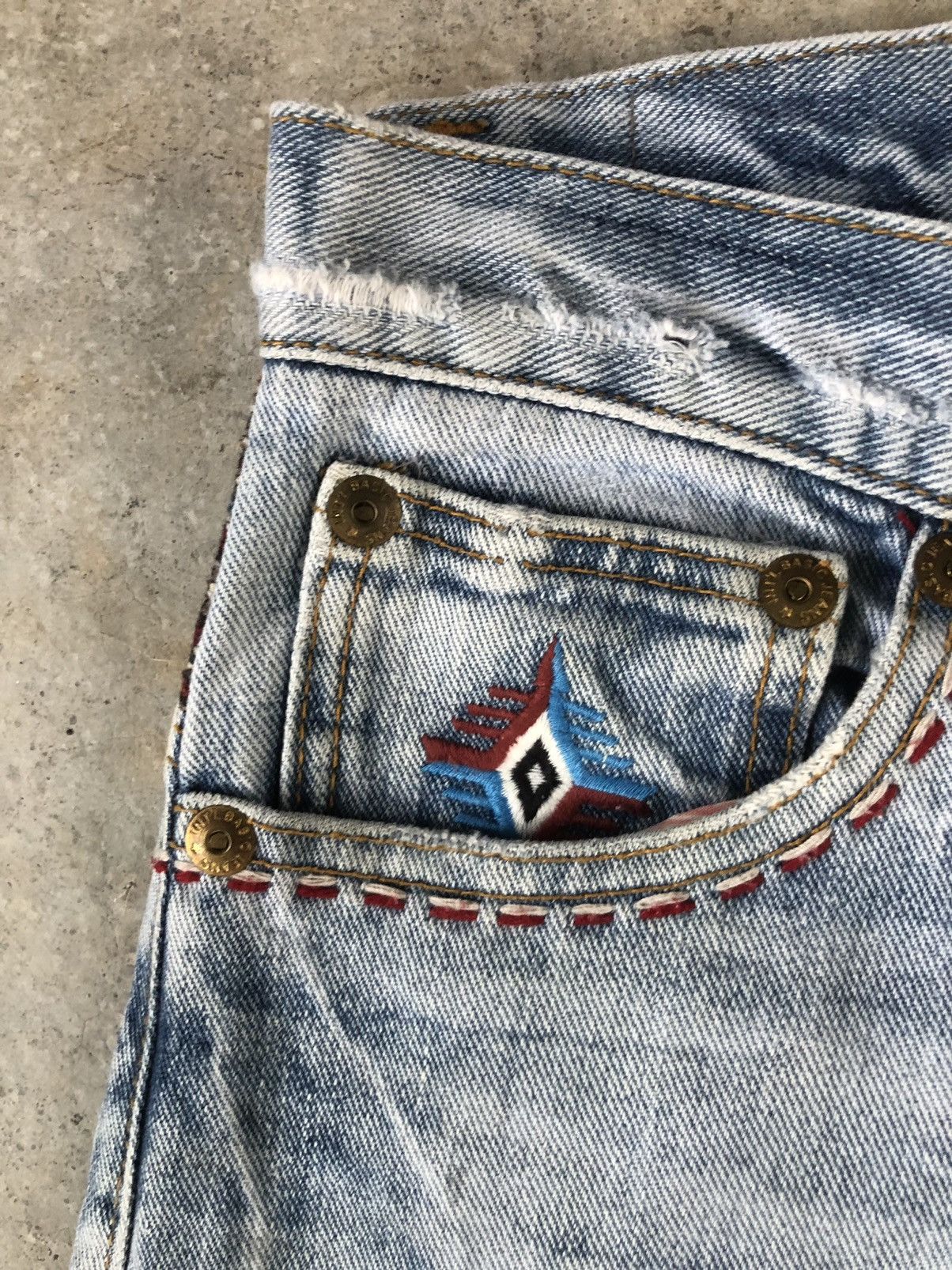 Japanese Brand Geronimo Navajo Patchwork Denim Size US 33 - 7 Thumbnail