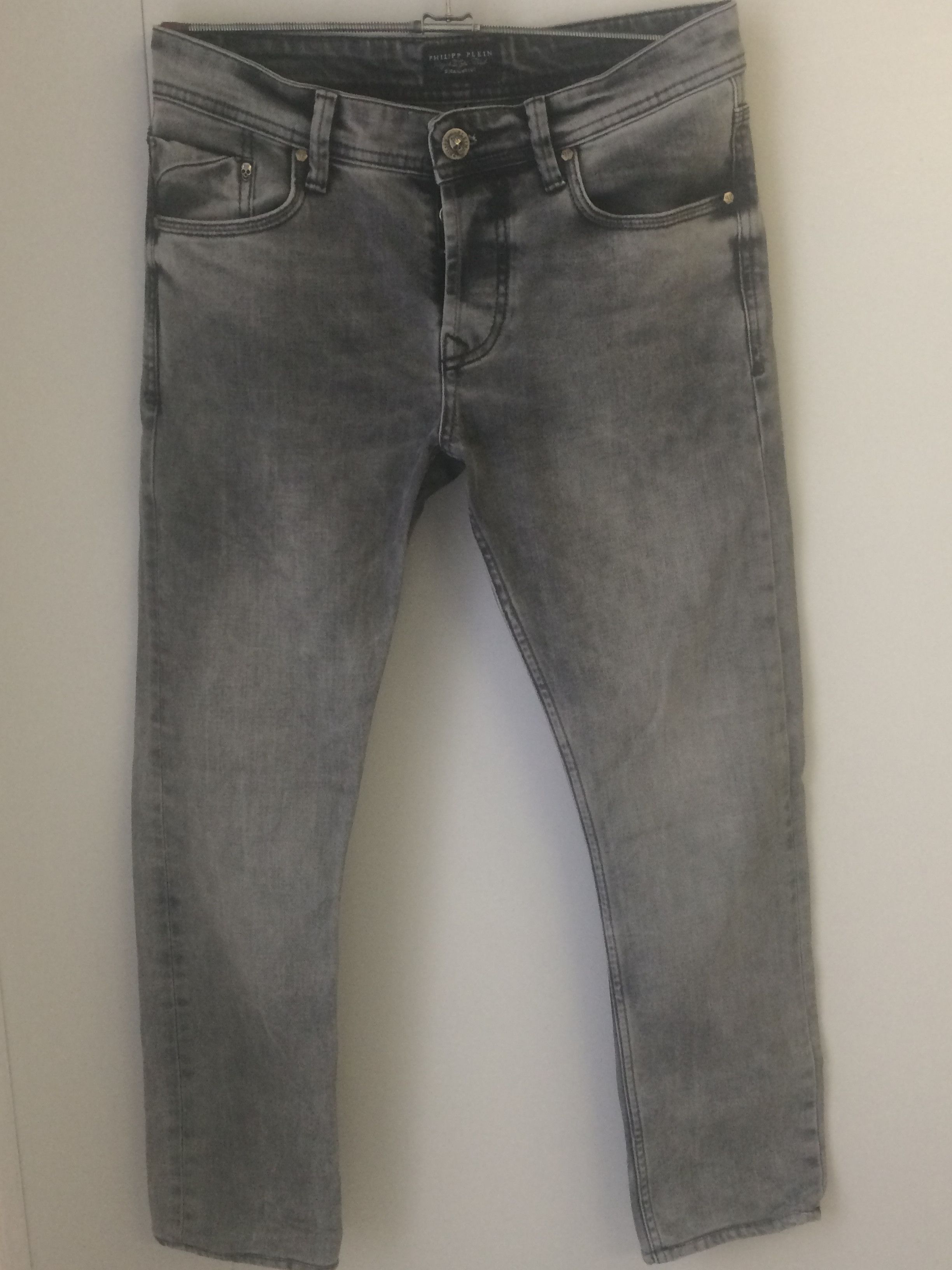 Philipp Plein Illegal Fight Club Straight Cut Denim Jeans in grey