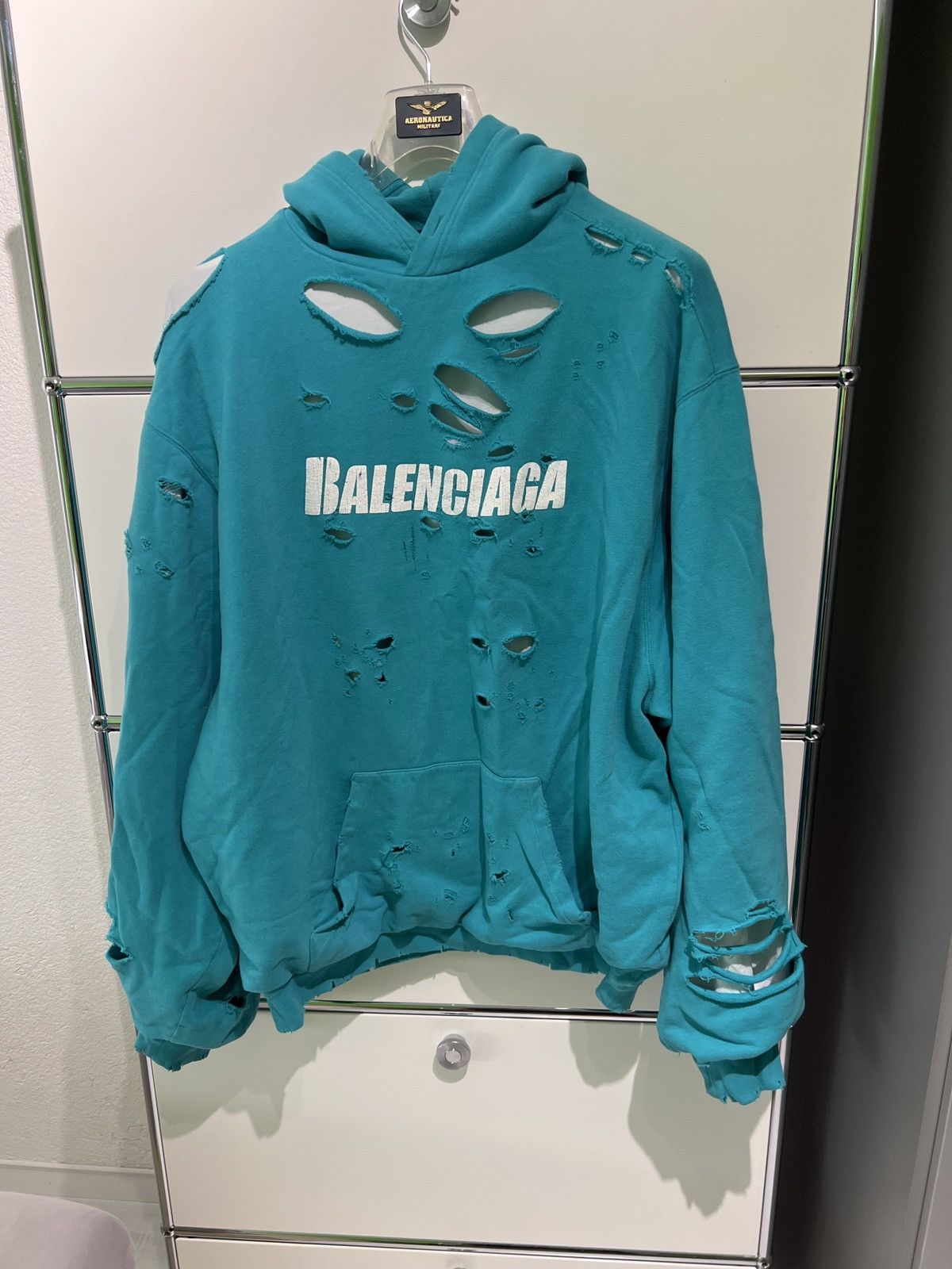 Balenciaga Balenciaga Distressed Hoodie Size US XS / EU 42 / 0 - 1 Thumbnail