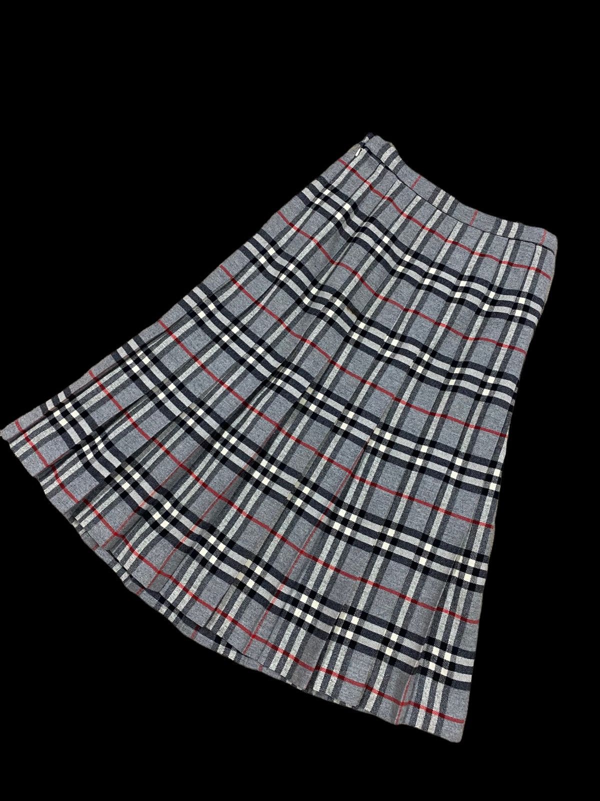 Burberry × Vintage Vtg🔥Burberrys London Grey Novacheck Wool Skirt Size ONE SIZE - 3 Thumbnail