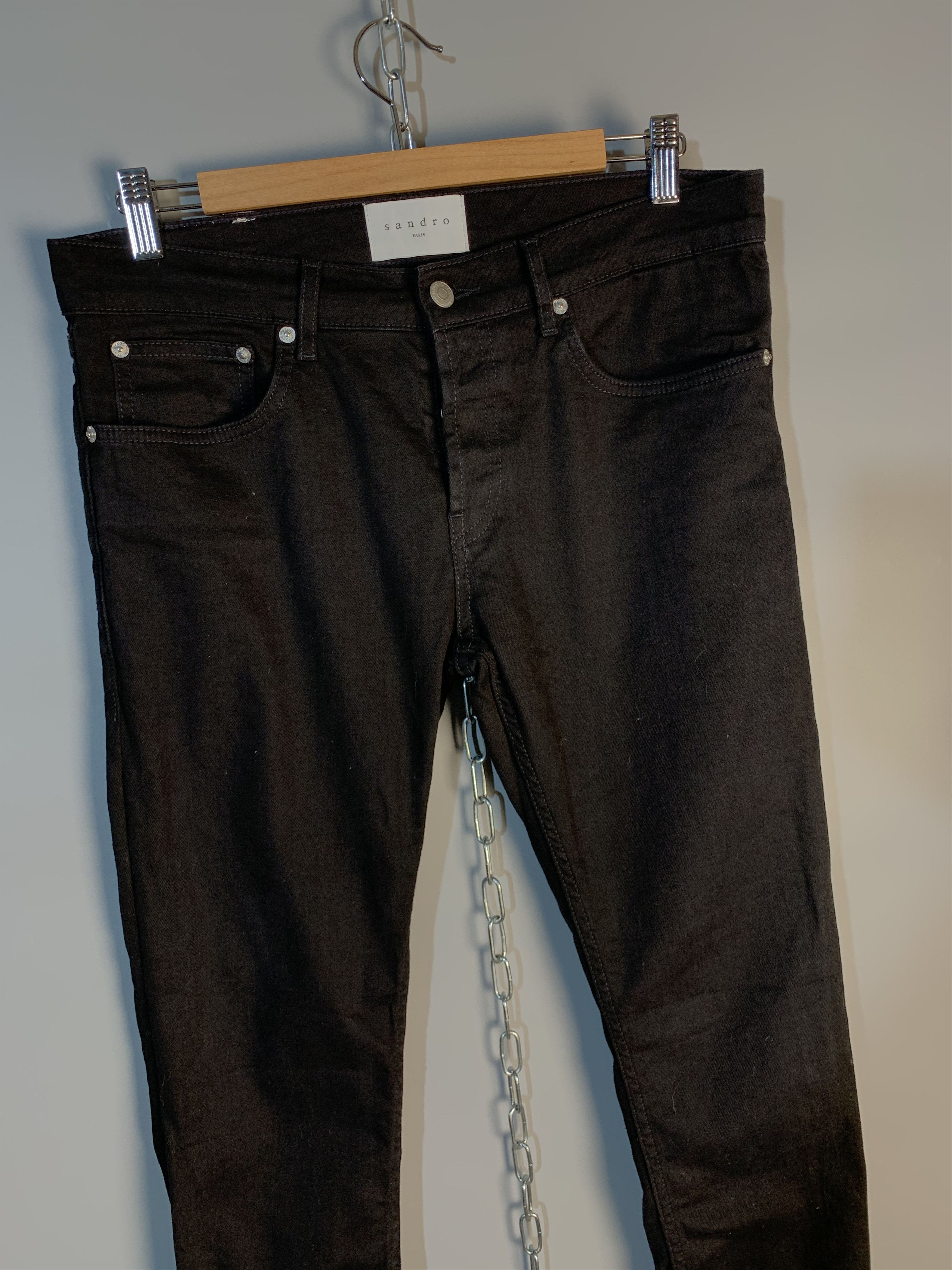 Sandro Sandro Paris Black Mid Rise Slim Fit Skinny Jeans Pants Size US 32 / EU 48 - 4 Thumbnail
