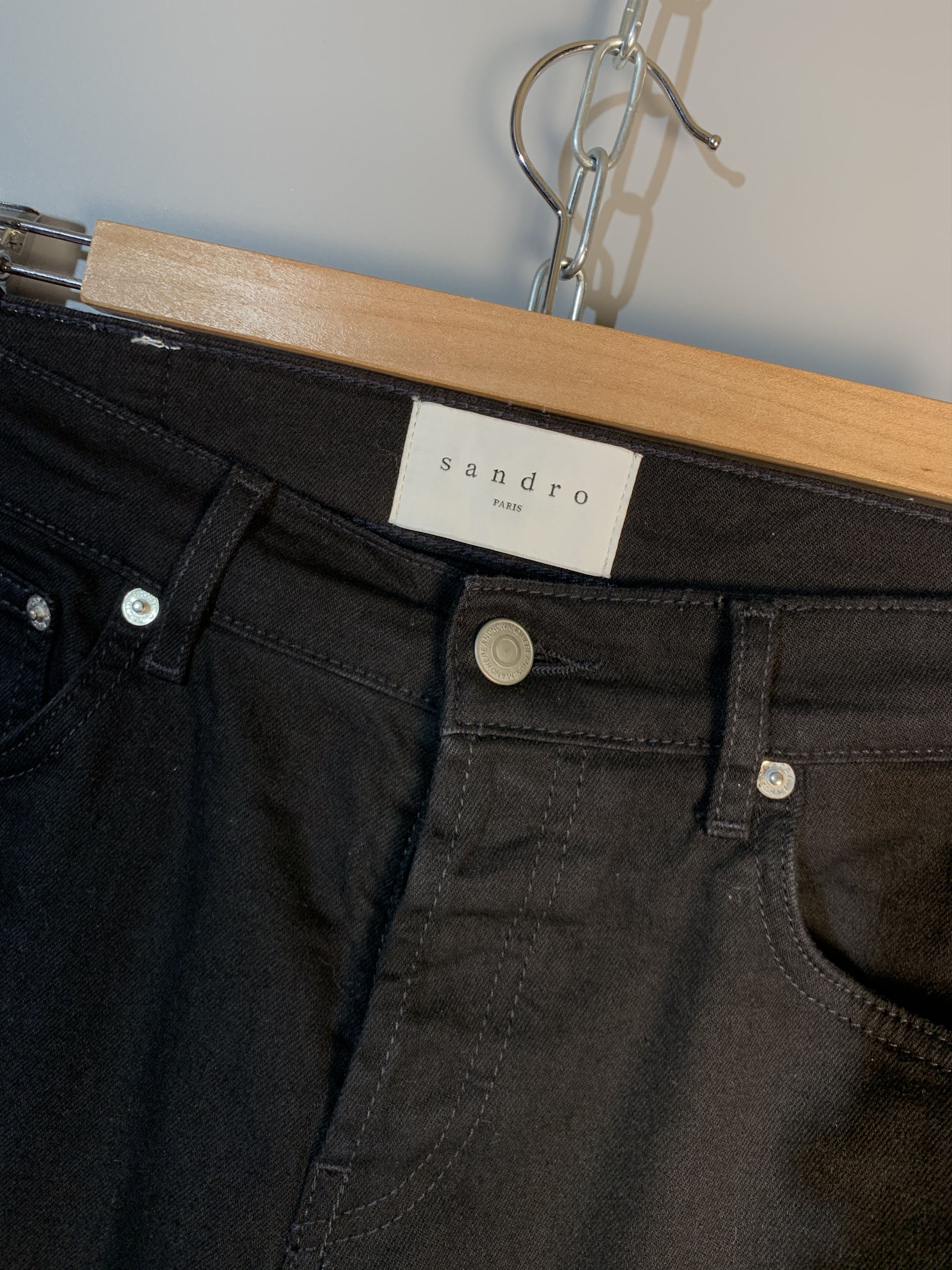 Sandro Sandro Paris Black Mid Rise Slim Fit Skinny Jeans Pants Size US 32 / EU 48 - 8 Thumbnail