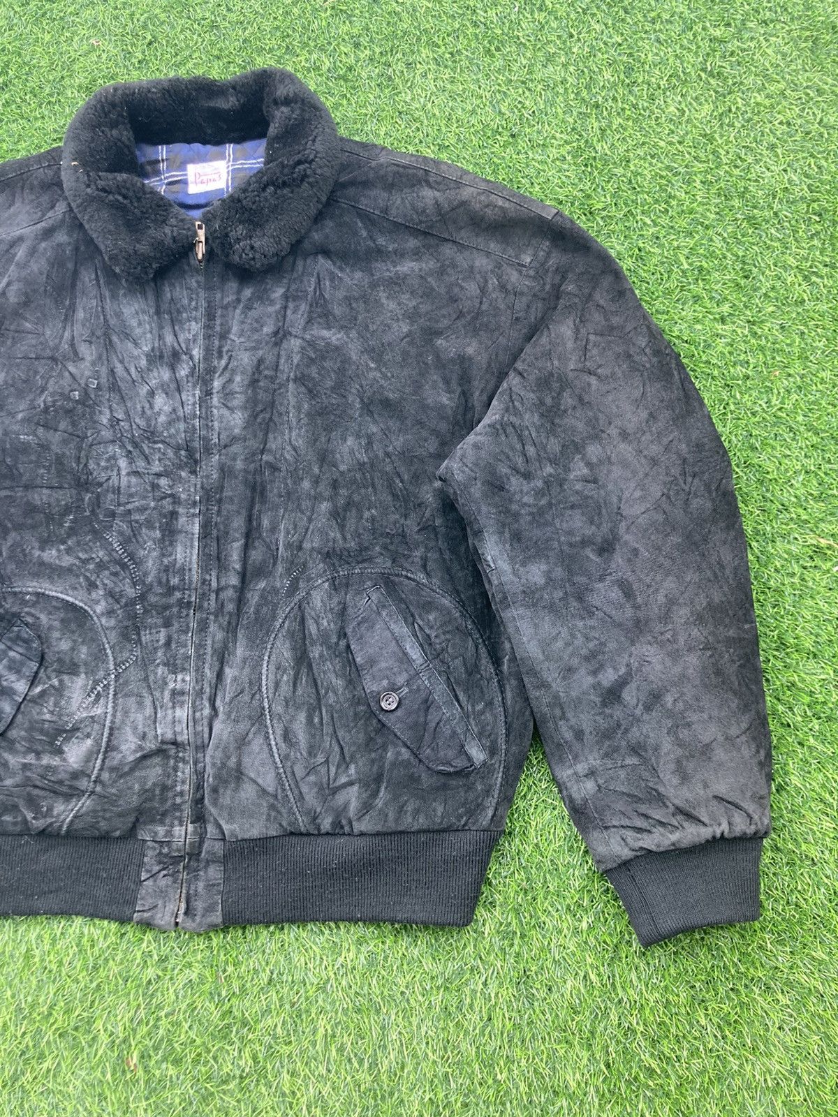 Japanese Brand PAPAS SPELLOUT SUEDE LEATHER BOMBER JACKET Size US XL / EU 56 / 4 - 4 Thumbnail