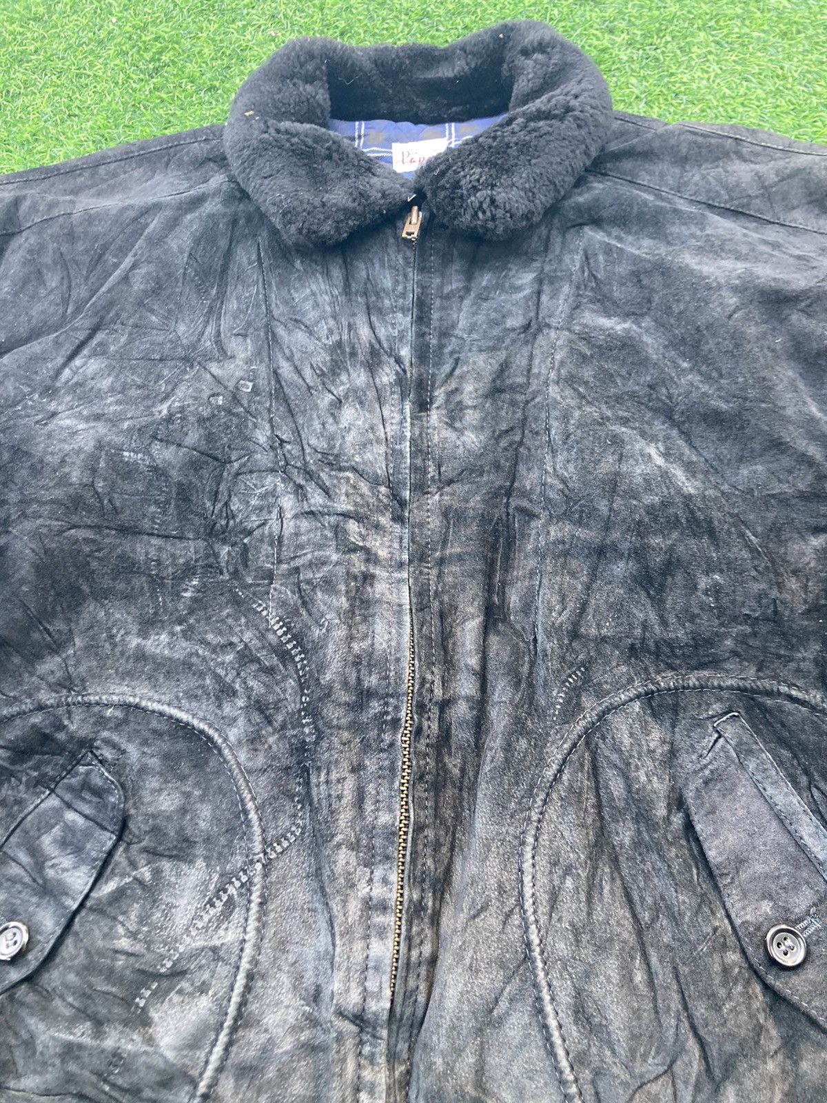 Japanese Brand PAPAS SPELLOUT SUEDE LEATHER BOMBER JACKET Size US XL / EU 56 / 4 - 8 Thumbnail