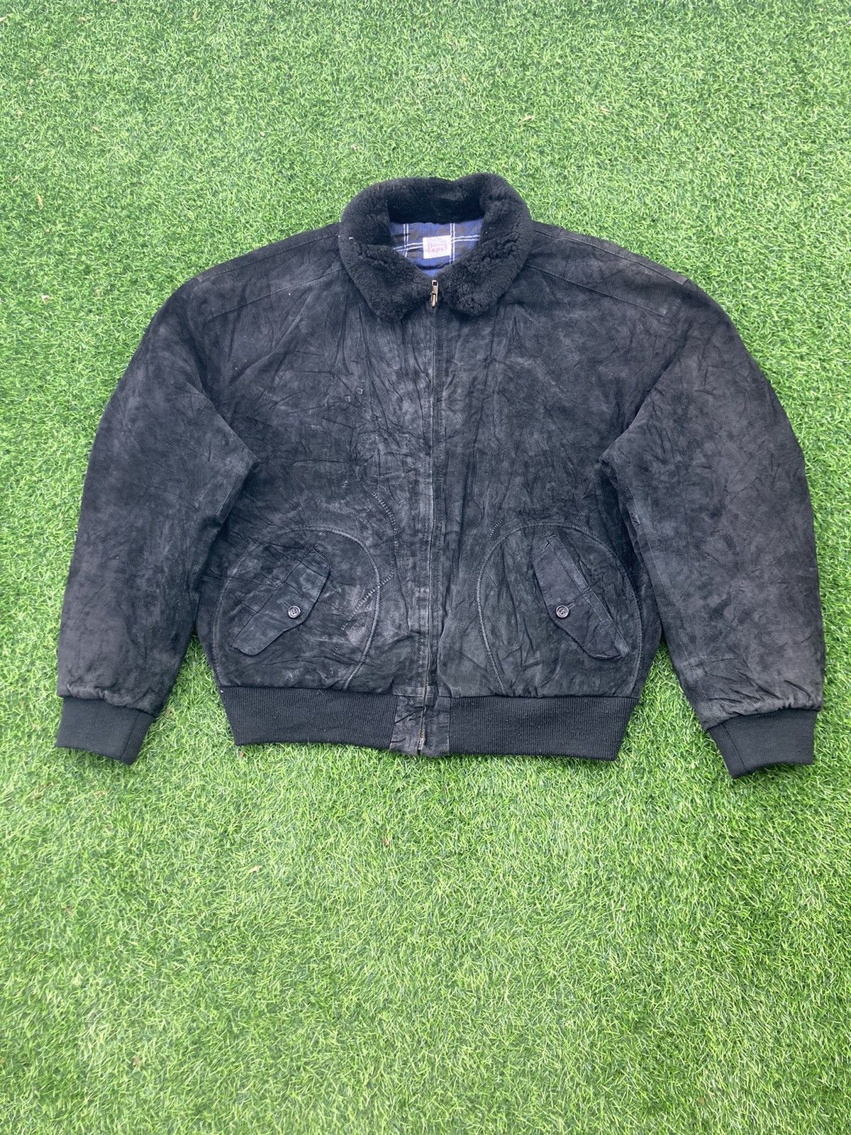 Japanese Brand PAPAS SPELLOUT SUEDE LEATHER BOMBER JACKET Size US XL / EU 56 / 4 - 3 Thumbnail