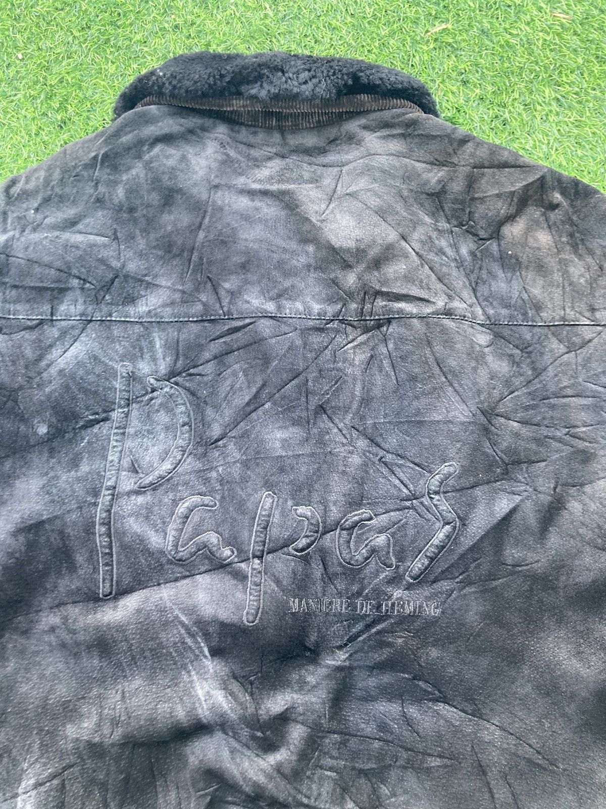 Japanese Brand PAPAS SPELLOUT SUEDE LEATHER BOMBER JACKET Size US XL / EU 56 / 4 - 9 Thumbnail