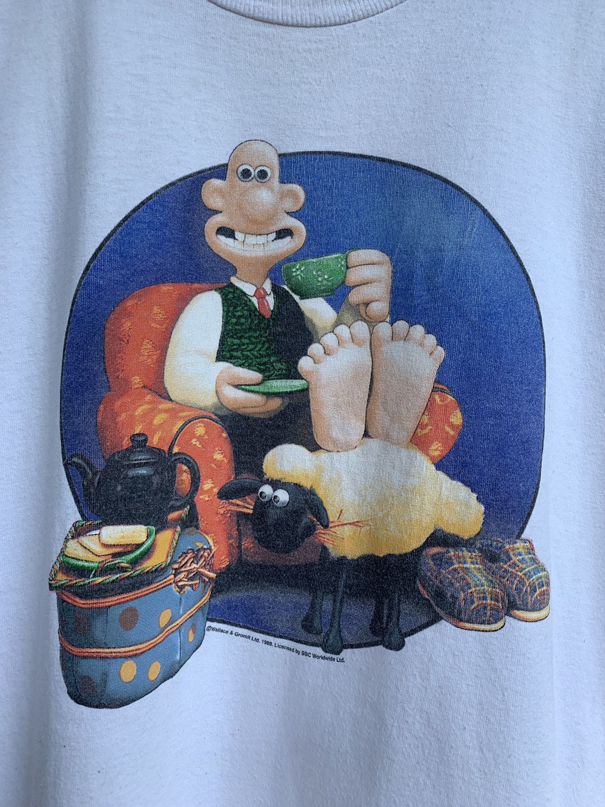 Cartoon Network 1989 Vintage Wallace & Gromit White T-Shirt Size US XL / EU 56 / 4 - 5 Thumbnail