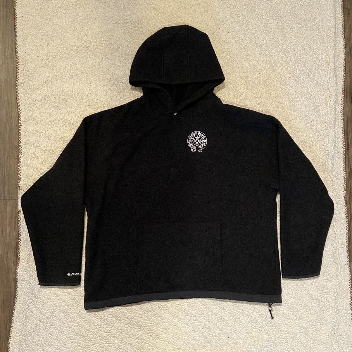 image of Chrome Hearts Hooded Pullover Black Polar Fleece Jacket, Men's (Size 2XL)