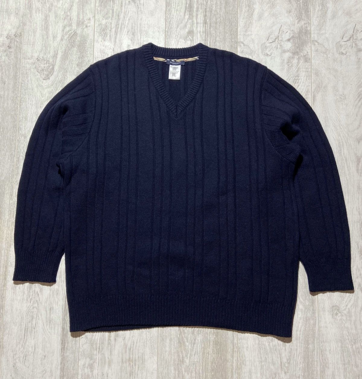 Burberry Vintage 90s Burberry Ribbed Wool Sweater Size US XL / EU 56 / 4 - 1 Thumbnail