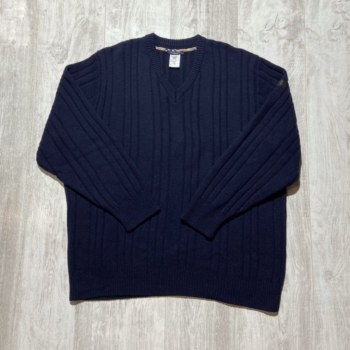Burberry Vintage 90s Burberry Ribbed Wool Sweater Size US XL / EU 56 / 4 - 2 Thumbnail